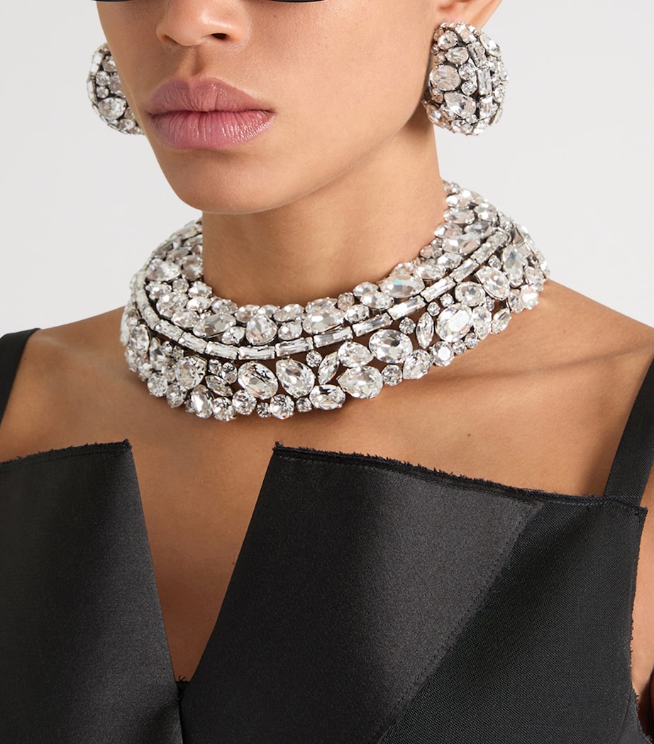 Crystal-Embellished Clip-On Earrings SILVERY Image 2