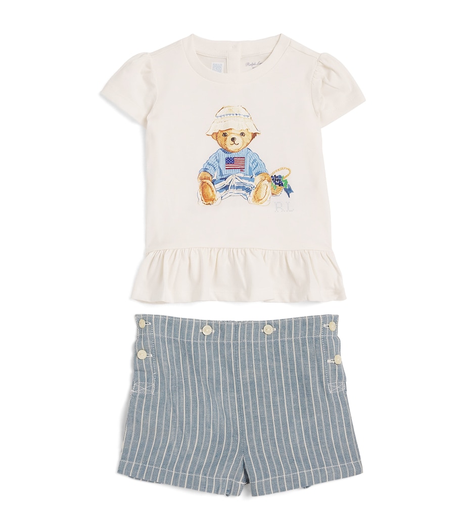 Ralph Lauren Kids Cotton Polo Bear T-Shirt and Shorts Set (3-24 Months) White Image 1