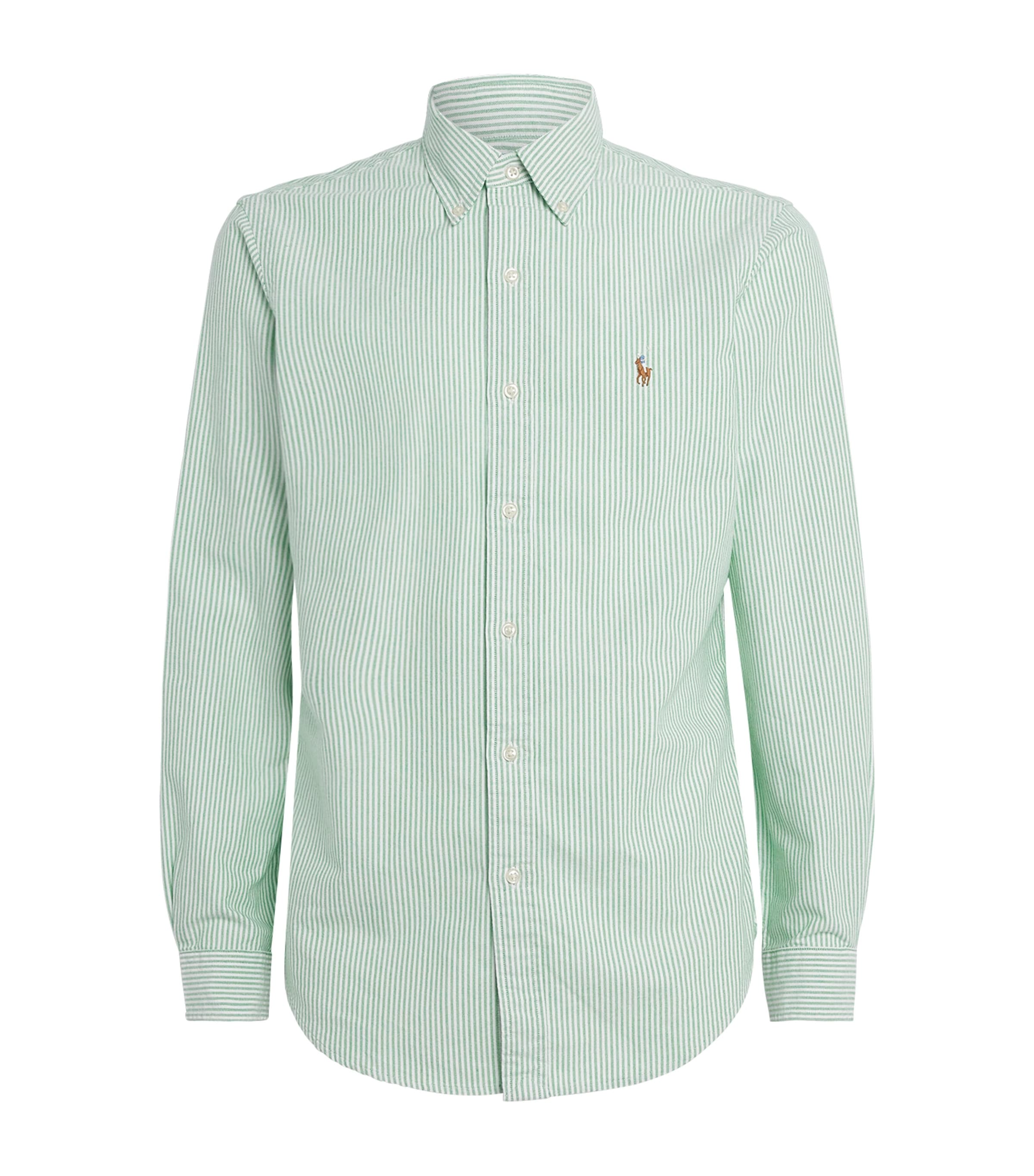 Custom Fit Stripe Oxford Shirt GREEN WHITE Image 1