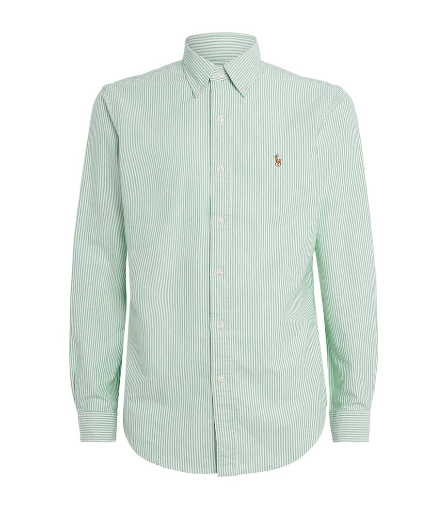 Custom Fit Stripe Oxford Shirt GREEN WHITE Image 1