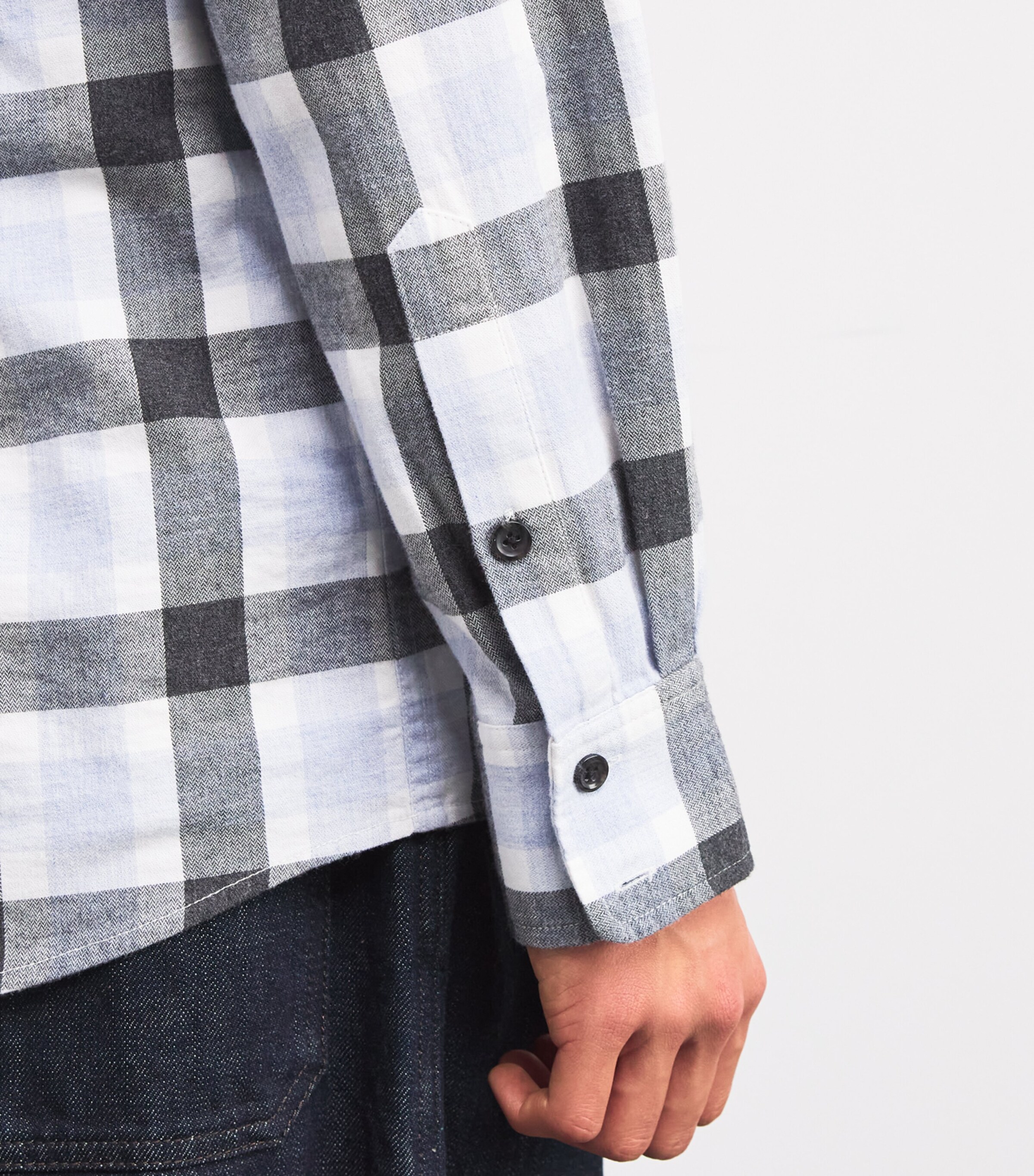 7 For All Mankind Mens Check Print Shirt Grey Image 6