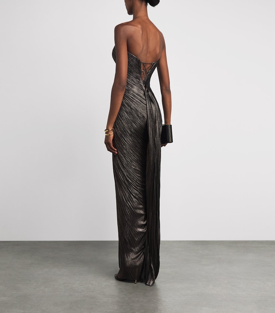 Maria Lucia Hohan Womens Silk Nadira Bustier Gown Incense Image 4