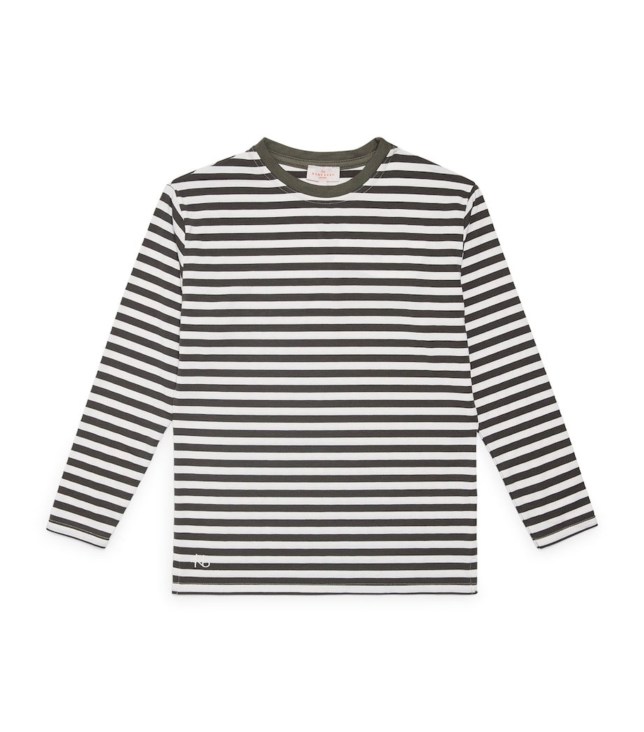 Homebody Kids Modal Stripe Long-Sleeve Pyjama Top 8-16 Years) Charred Green Stripe Image 1