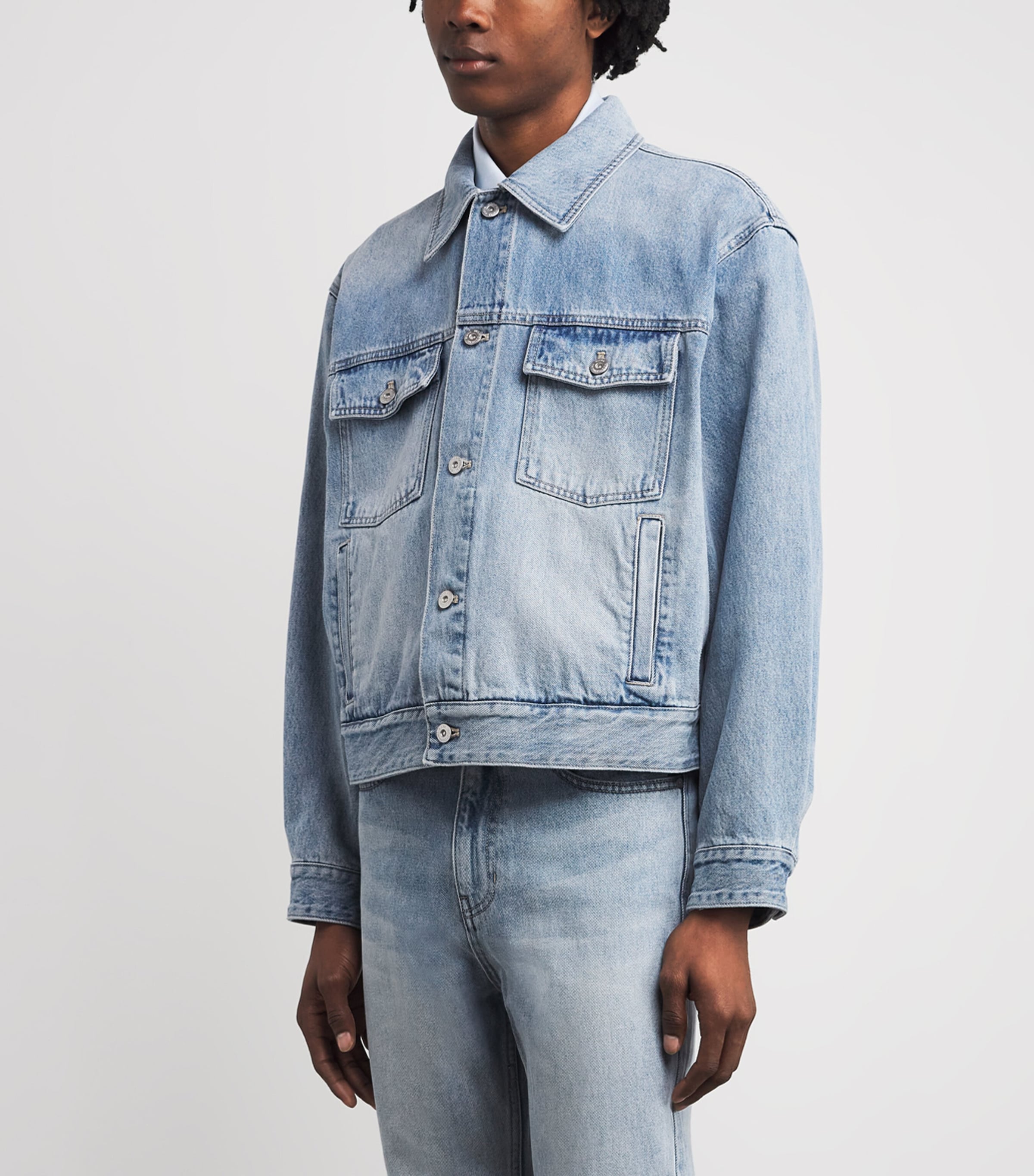 Wooyoungmi Mens Denim Trucker Jacket Blue Image 4