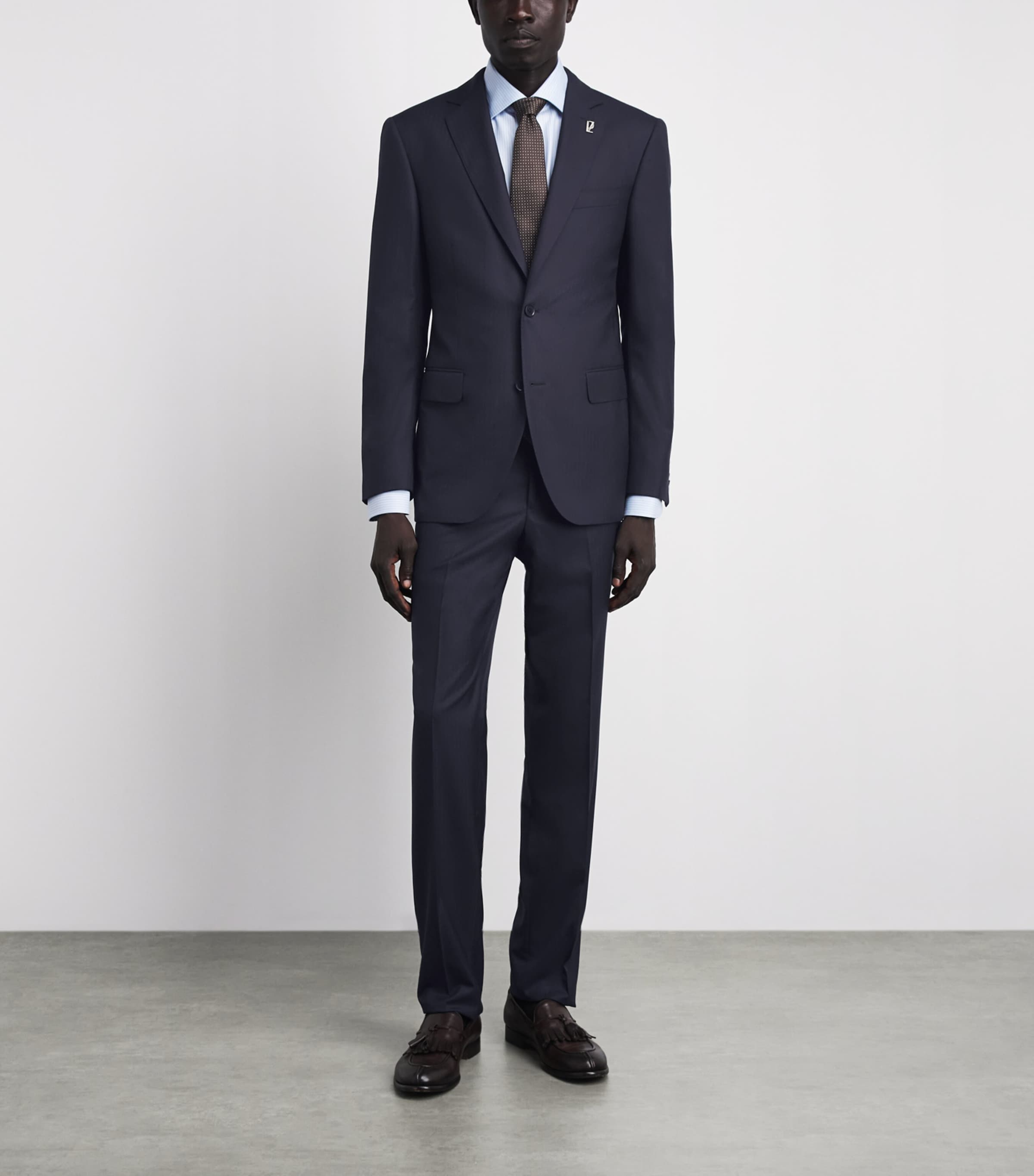 Pal Zileri Mens Wool Herringbone Vicenza 2-Piece Suit Blue Image 2