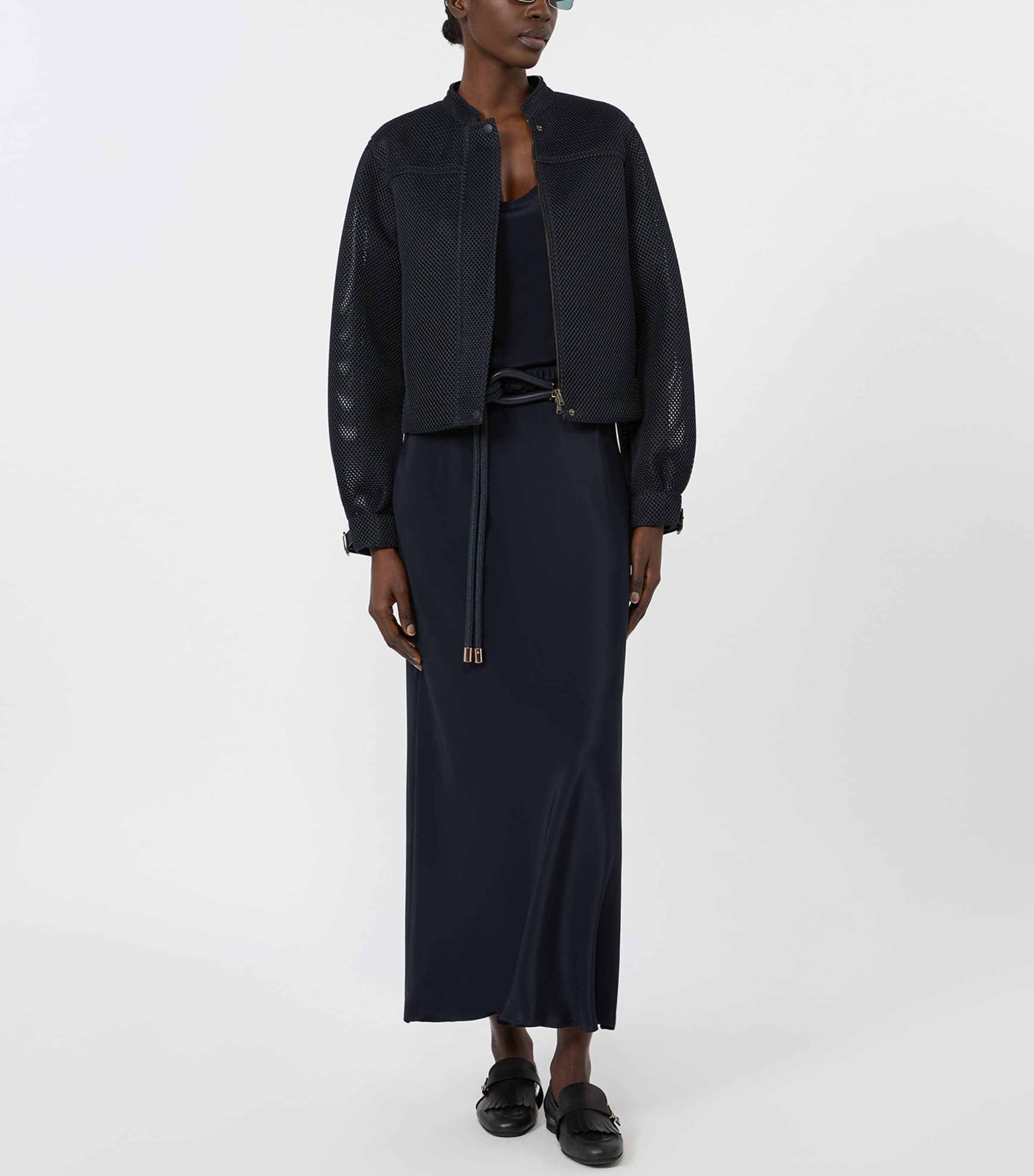 Max Mara Womens Mesh Bomber Jacket Ultramarine Image 2