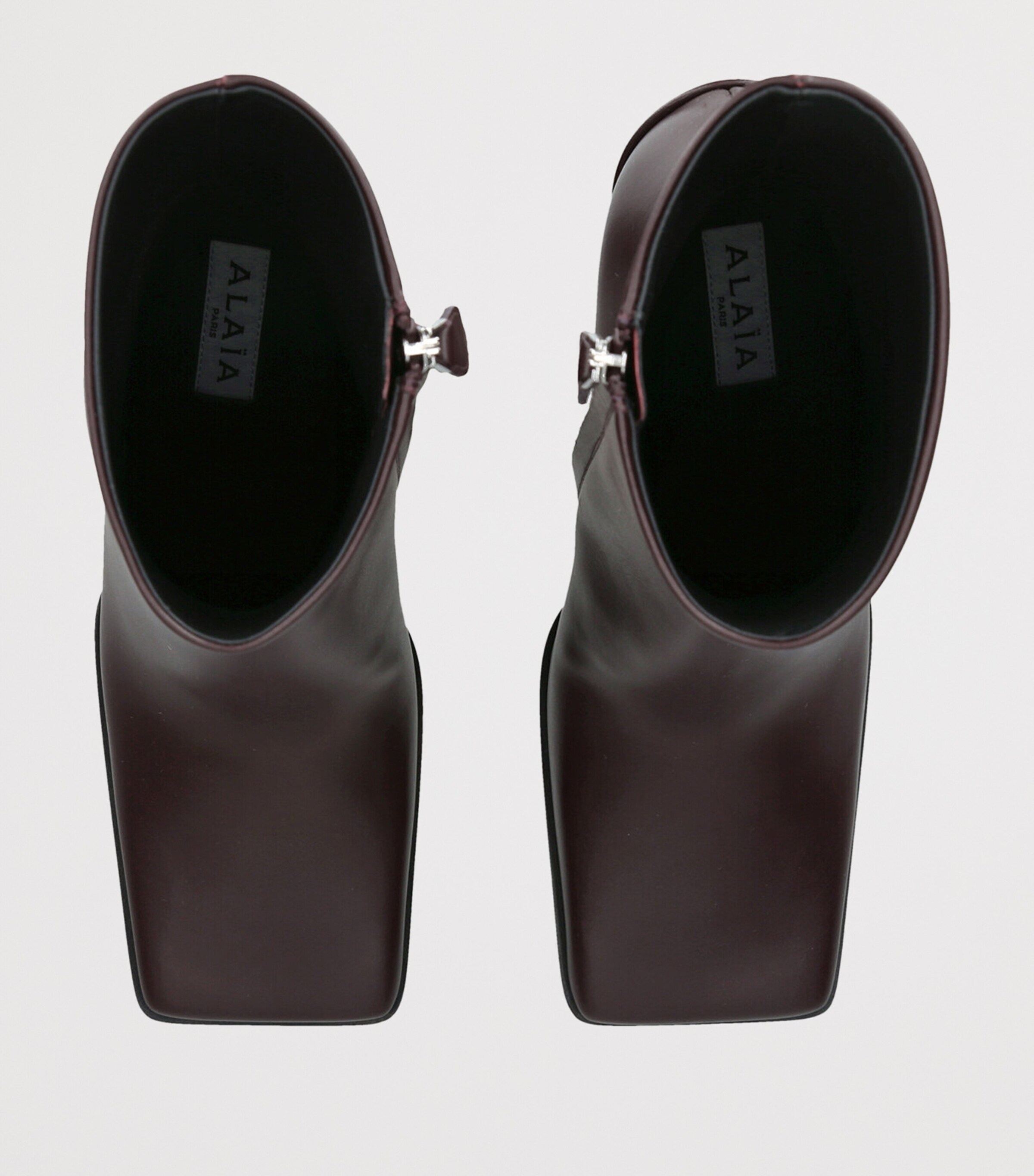 Leather Square-Toe Ankle Boots 90 DARK BROWN Image 4