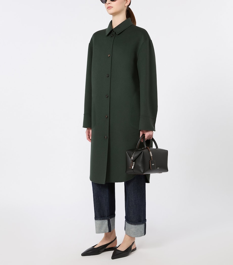 Max Mara Womens Virgin Wool Single-Breasted Coat Dark Green Image 2