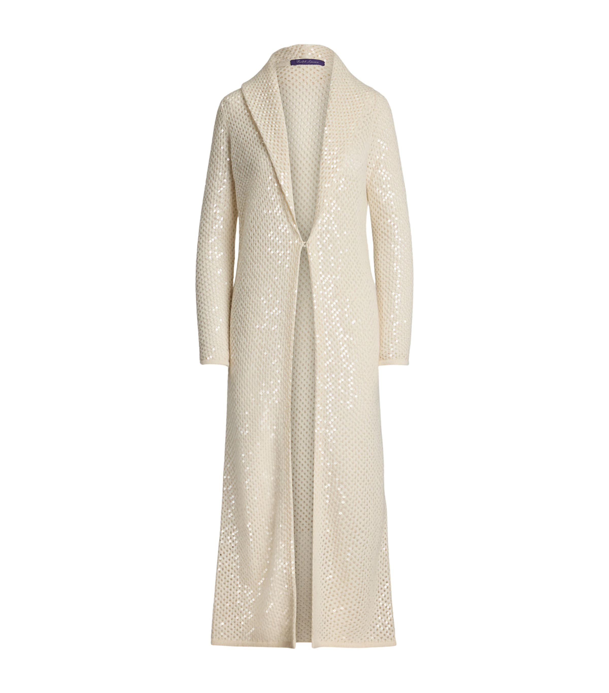 Polo Ralph Lauren Cashmere Embellished Crochet Cardigan In Neutral