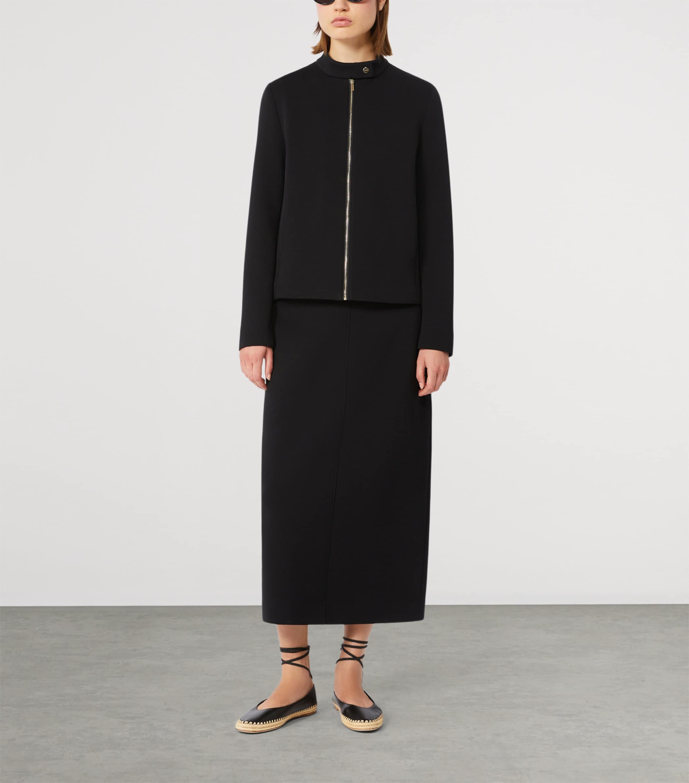 Max Mara Womens Jersey Zip-Up Jacket Black Image 4