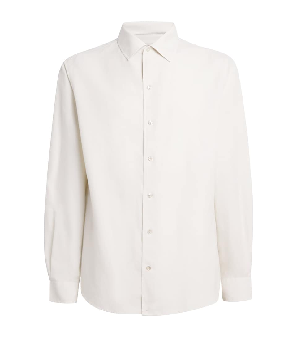 Agnona Silk-Cotton Shirt Light Grey Stone