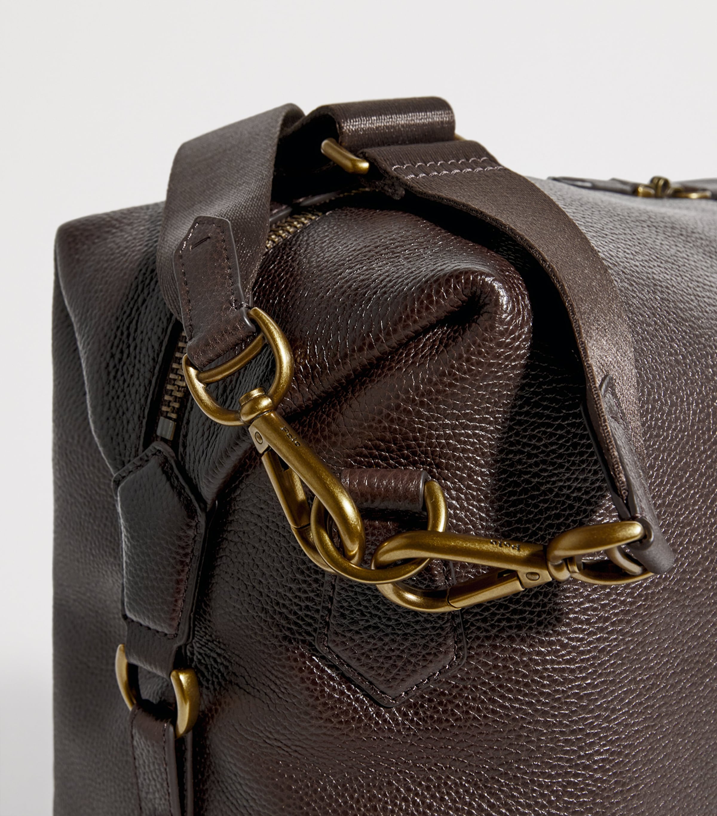 Grained Leather Duffle Bag DARK BROWN Image 6