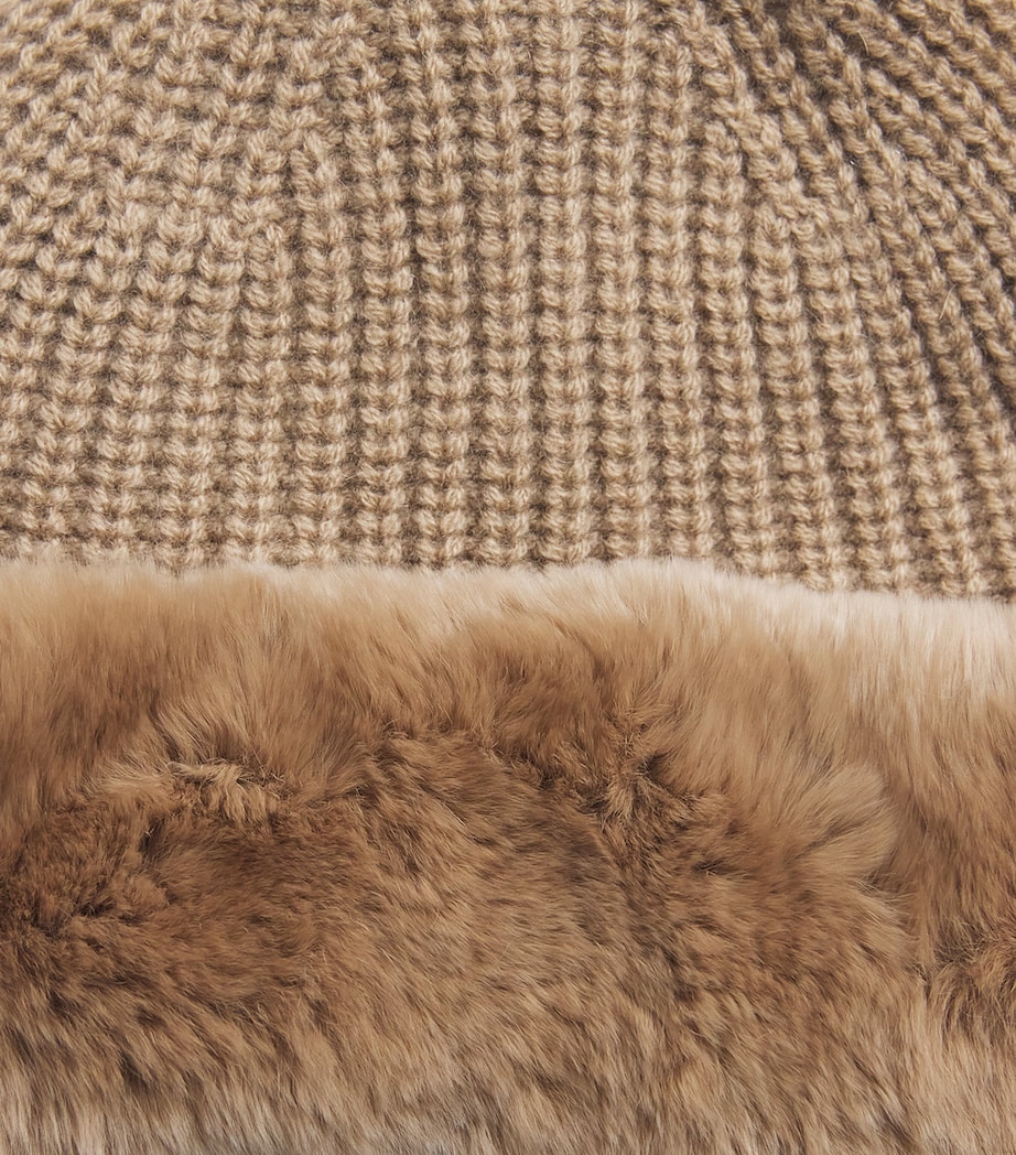 Yves Salomon Wool-Cashmere Rabbit Fur Trim Beanie Image 3