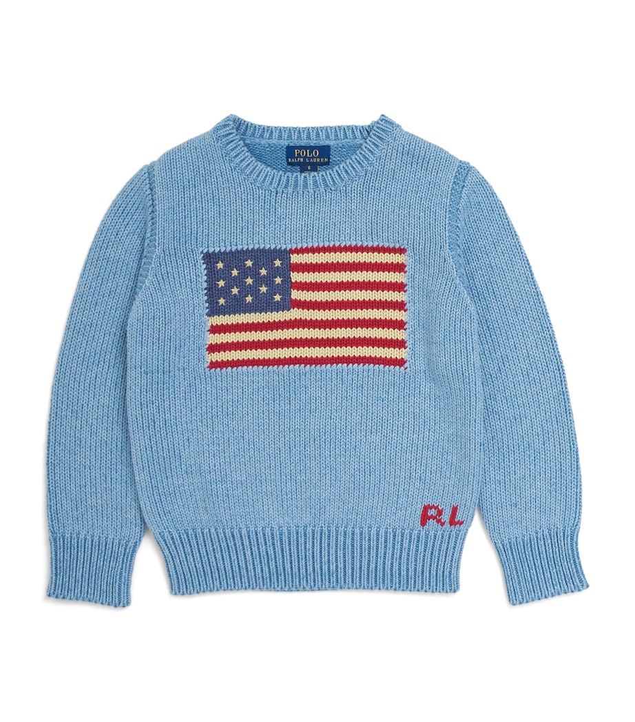 Ralph Lauren Kids Cotton American Flag Sweater (2-7 Years) Blue Image 1