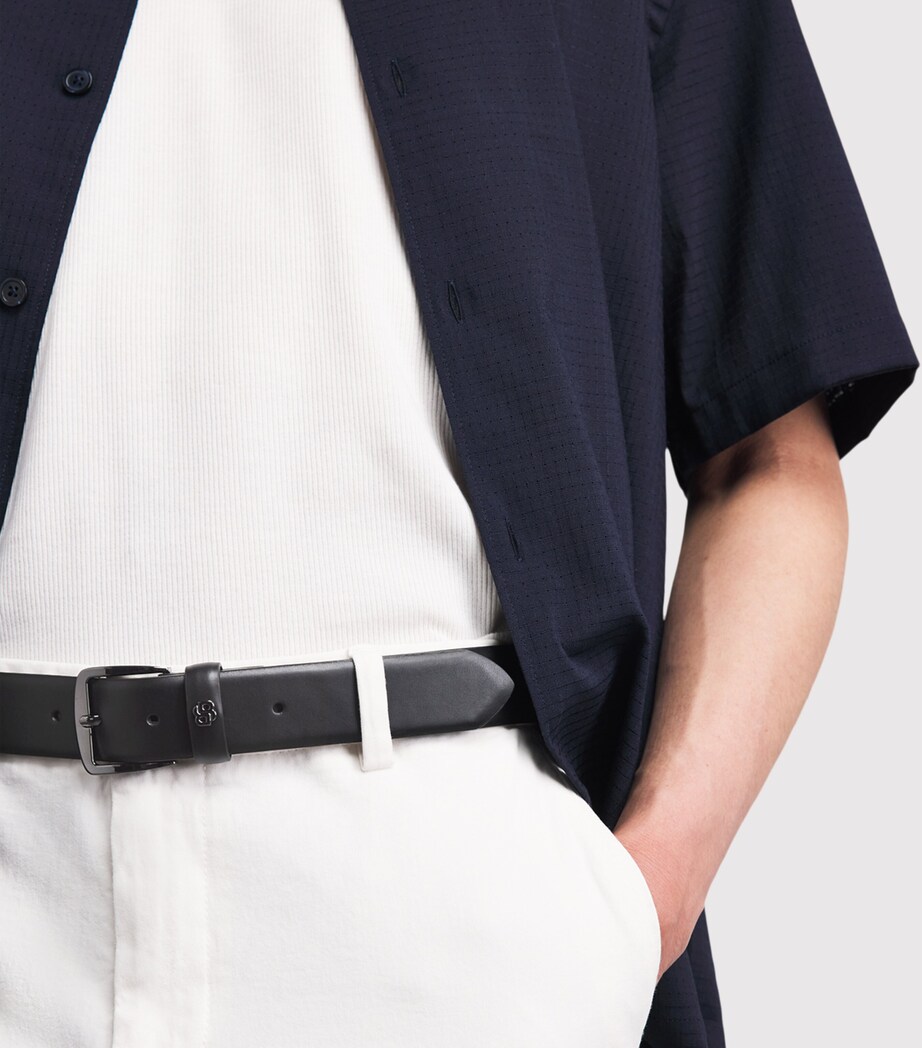 BOSS Leather Logo Belt Black Image 2