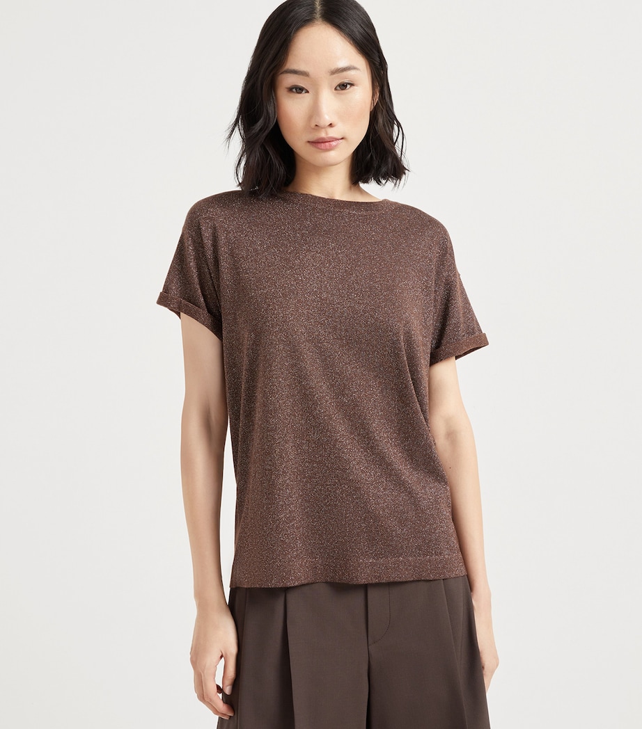 Brunello Cucinelli Womens Cashmere-Blend Knit T-Shirt Image 2