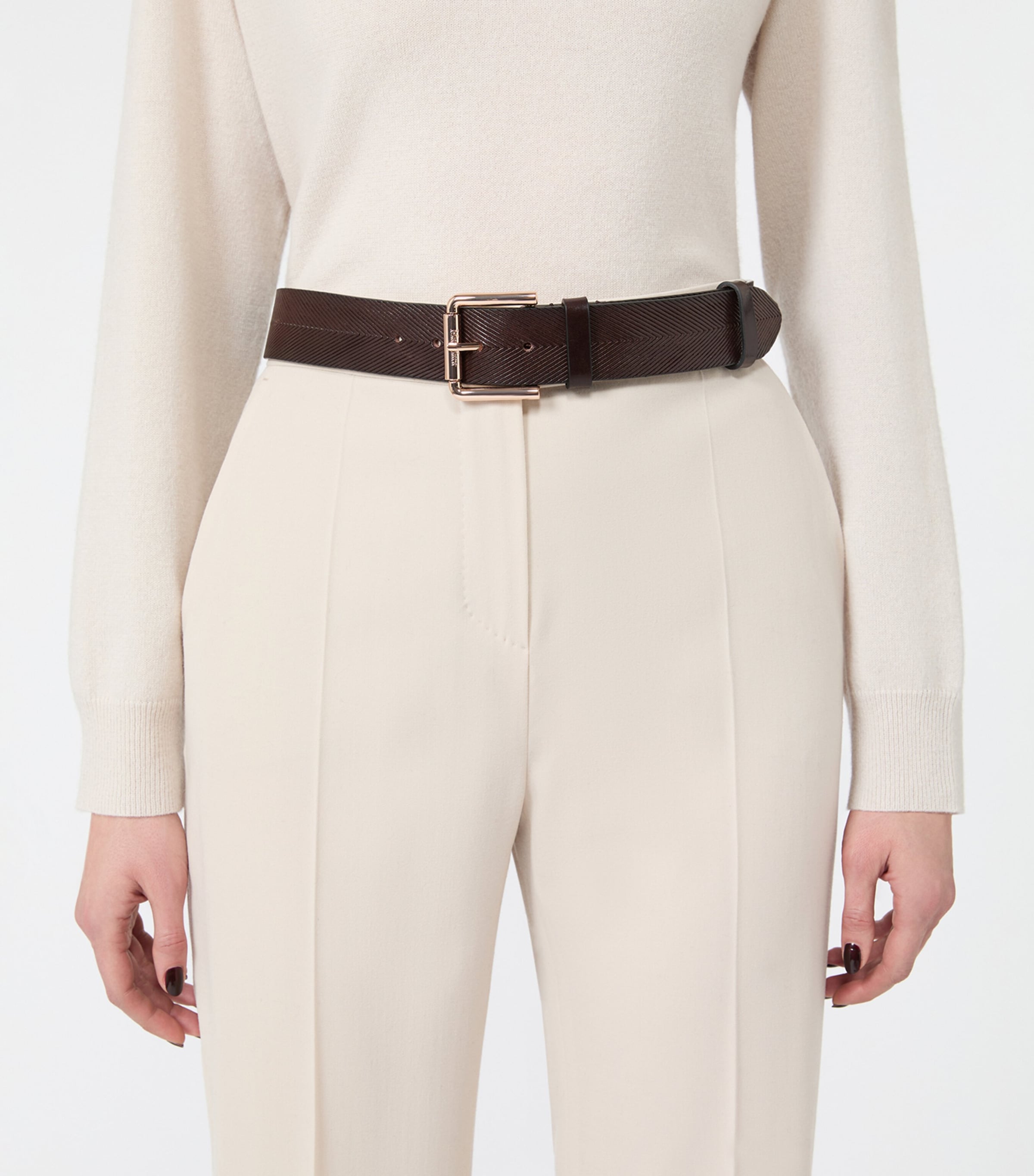 Max Mara Leather Belt Dark Bown Image 2
