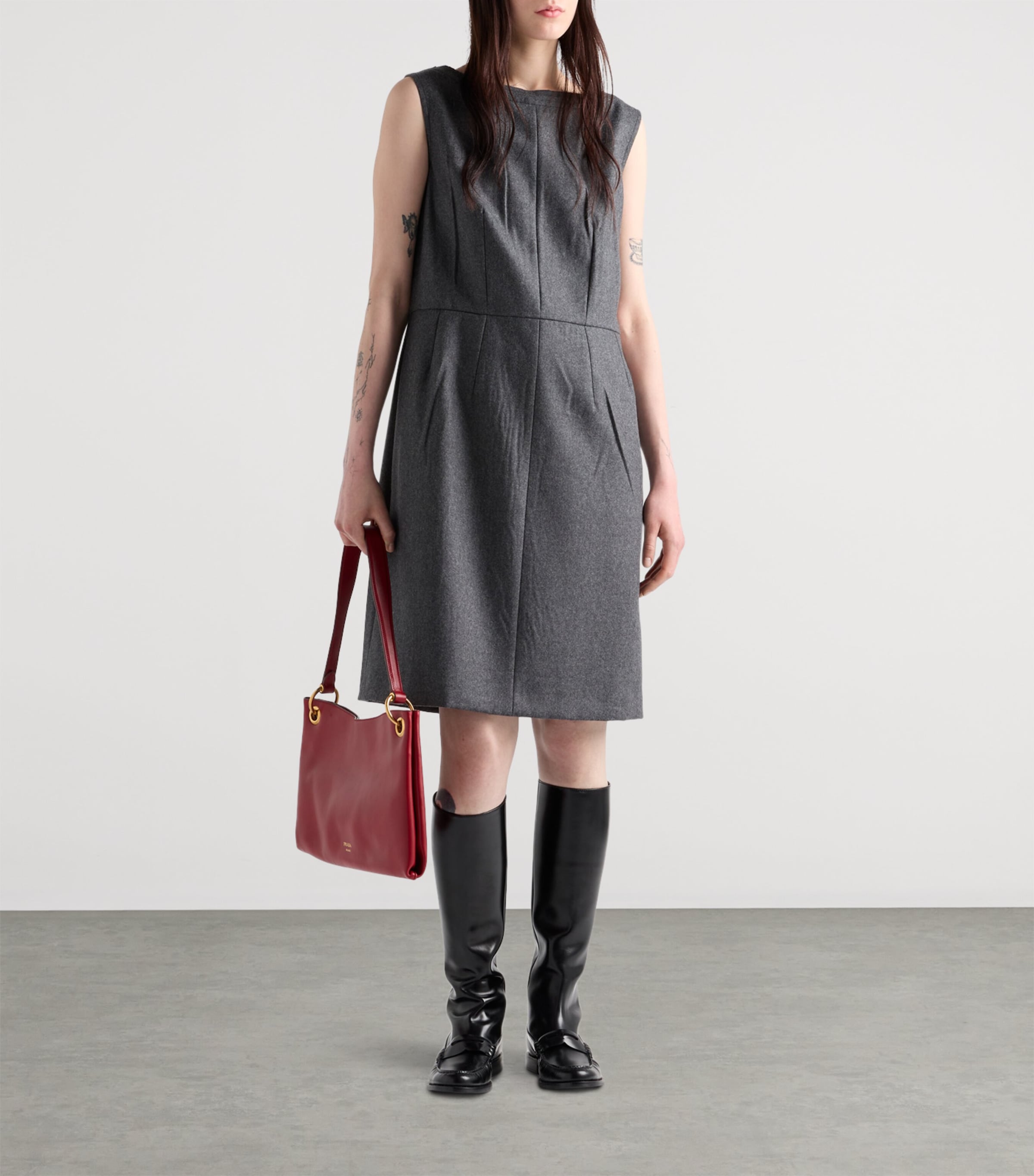 Wool Sleeveless Mini Dress F0480 Image 2