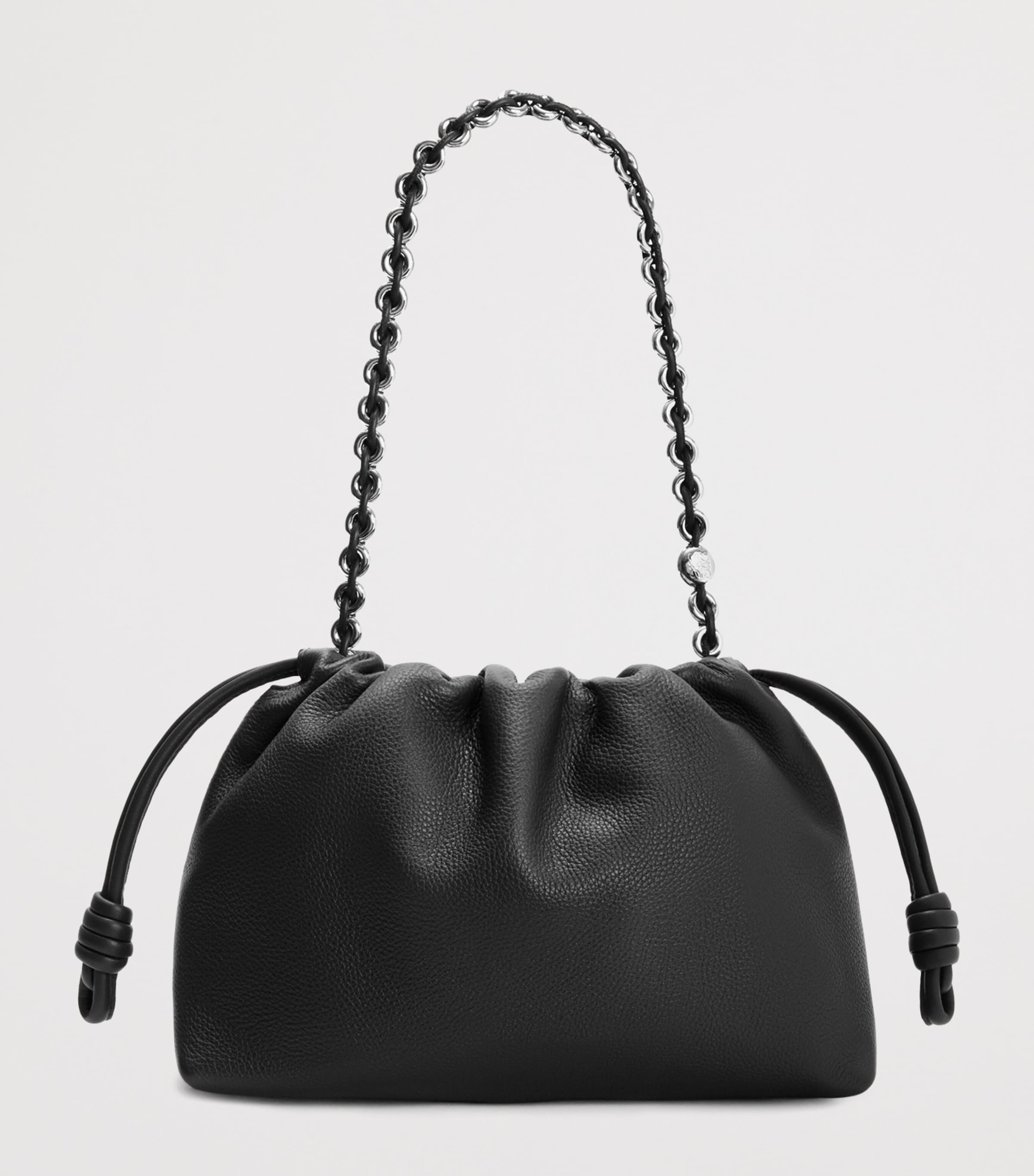 Medium Leather Flamenco Shoulder Bag BLACK Image 3