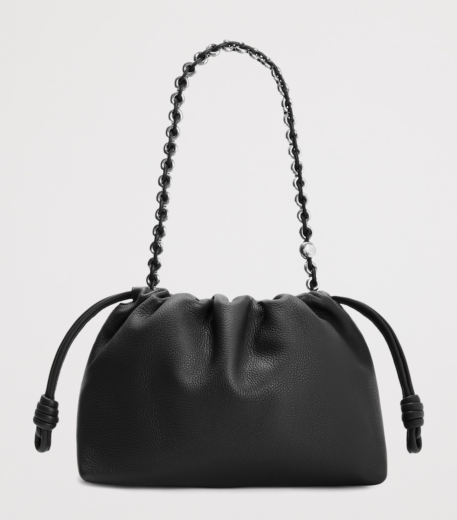 Medium Leather Flamenco Shoulder Bag BLACK Image 3