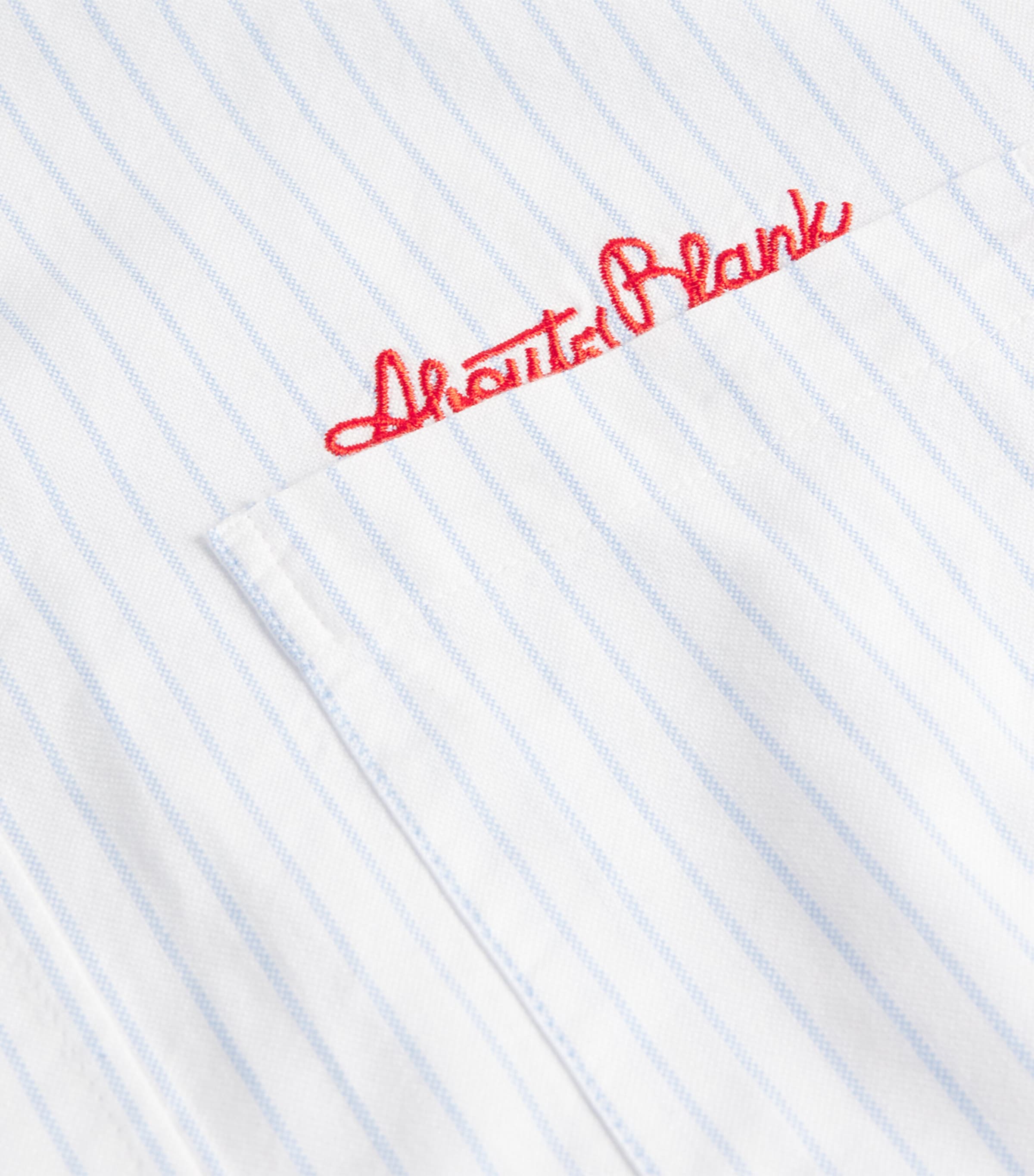 Cotton Oxford Stripe Logo Shirt WHITE/BLUE Image 5