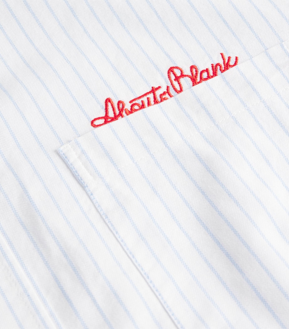 Cotton Oxford Stripe Logo Shirt WHITE/BLUE Image 5