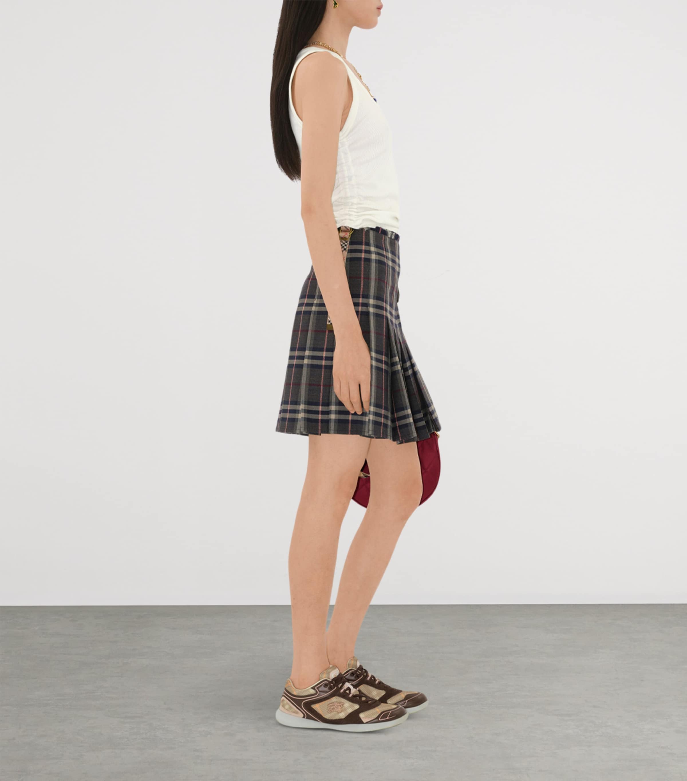 Wool Check Kilt Mini Skirt FIGBK AMETHYST IP C Image 3
