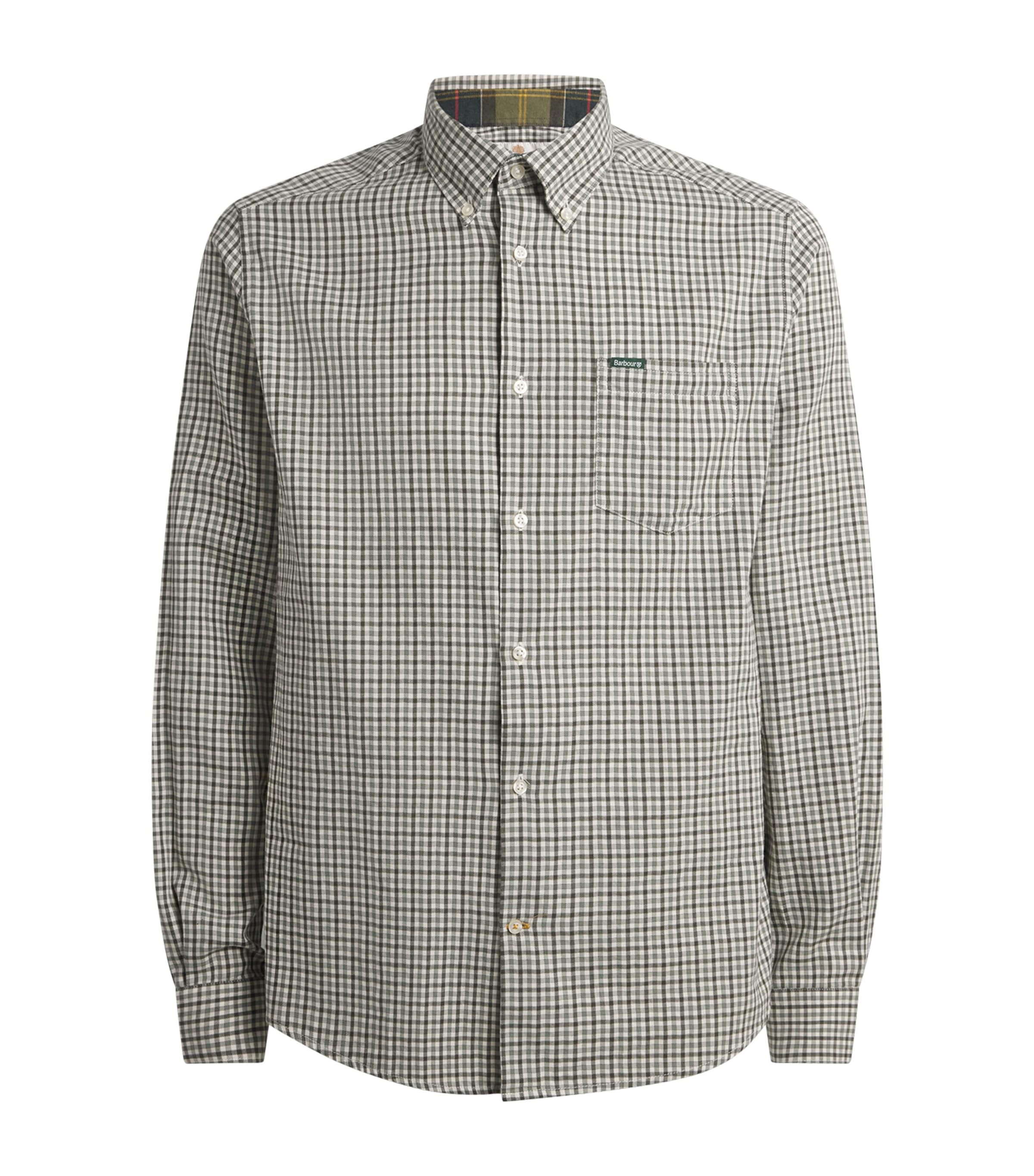 Barbour Mens Gingham Padshaw Shirt Olive Image 1