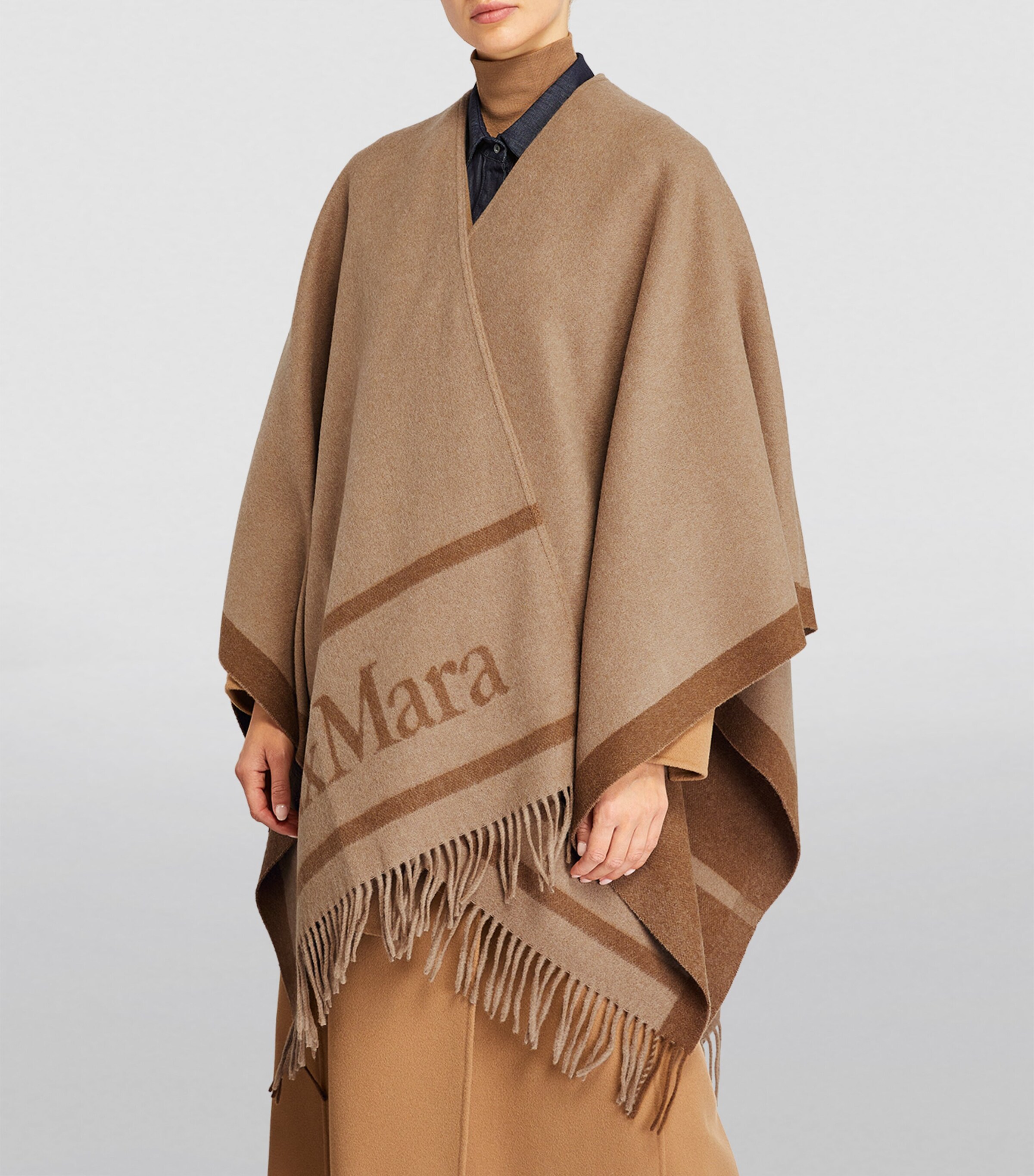 Wool Jacquard Hilde Cape CAMEL Image 3