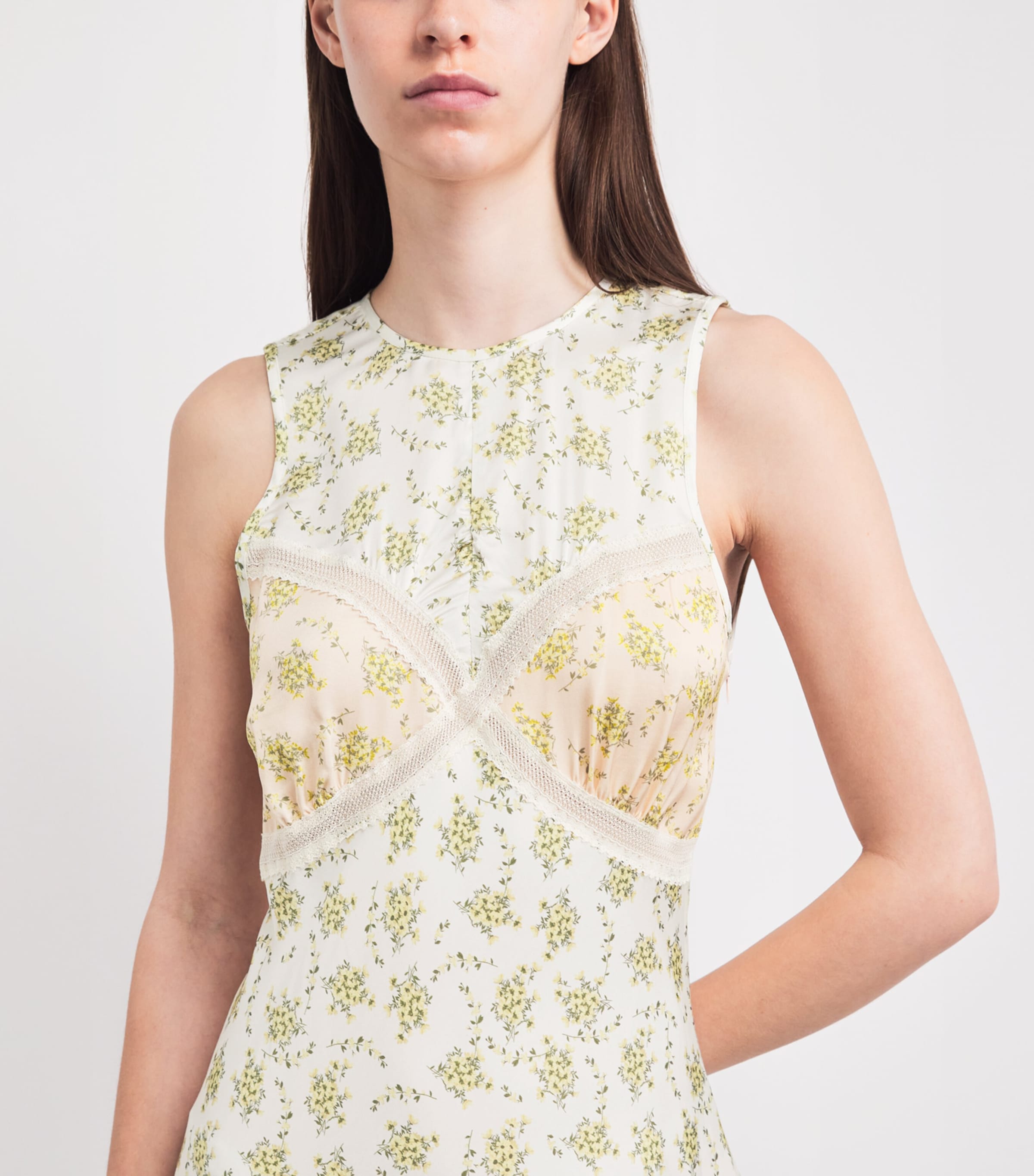 Sandro Paris Womens Floral Print Maxi Dress Olive / Ecru Image 5