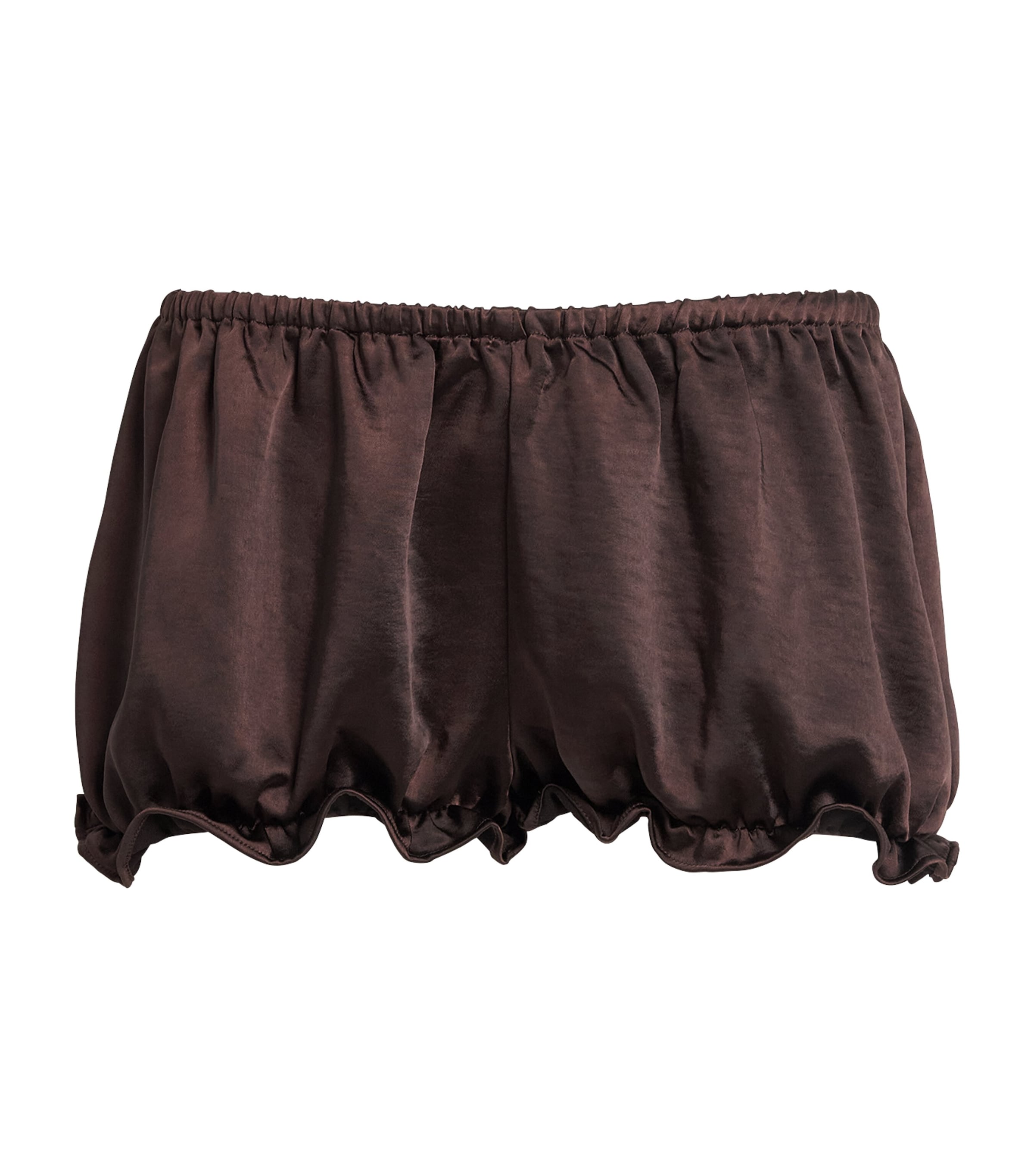 Skims Satin Bloomer Shorts In Brown
