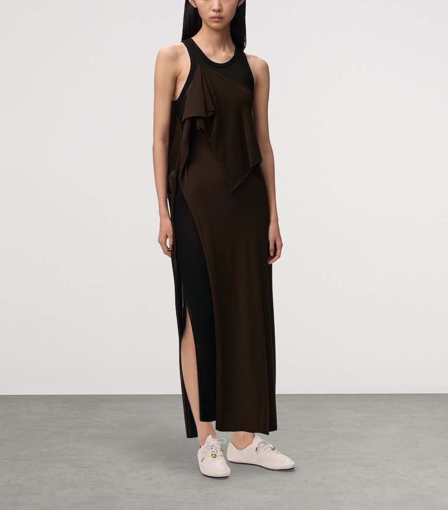 LOEWE Womens Mesh Layered Maxi Dress Black/brown Image 2
