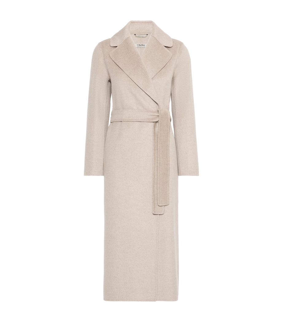 Max Mara Womens Virgin Wool-Cashmere Belted Coat Beige Image 1