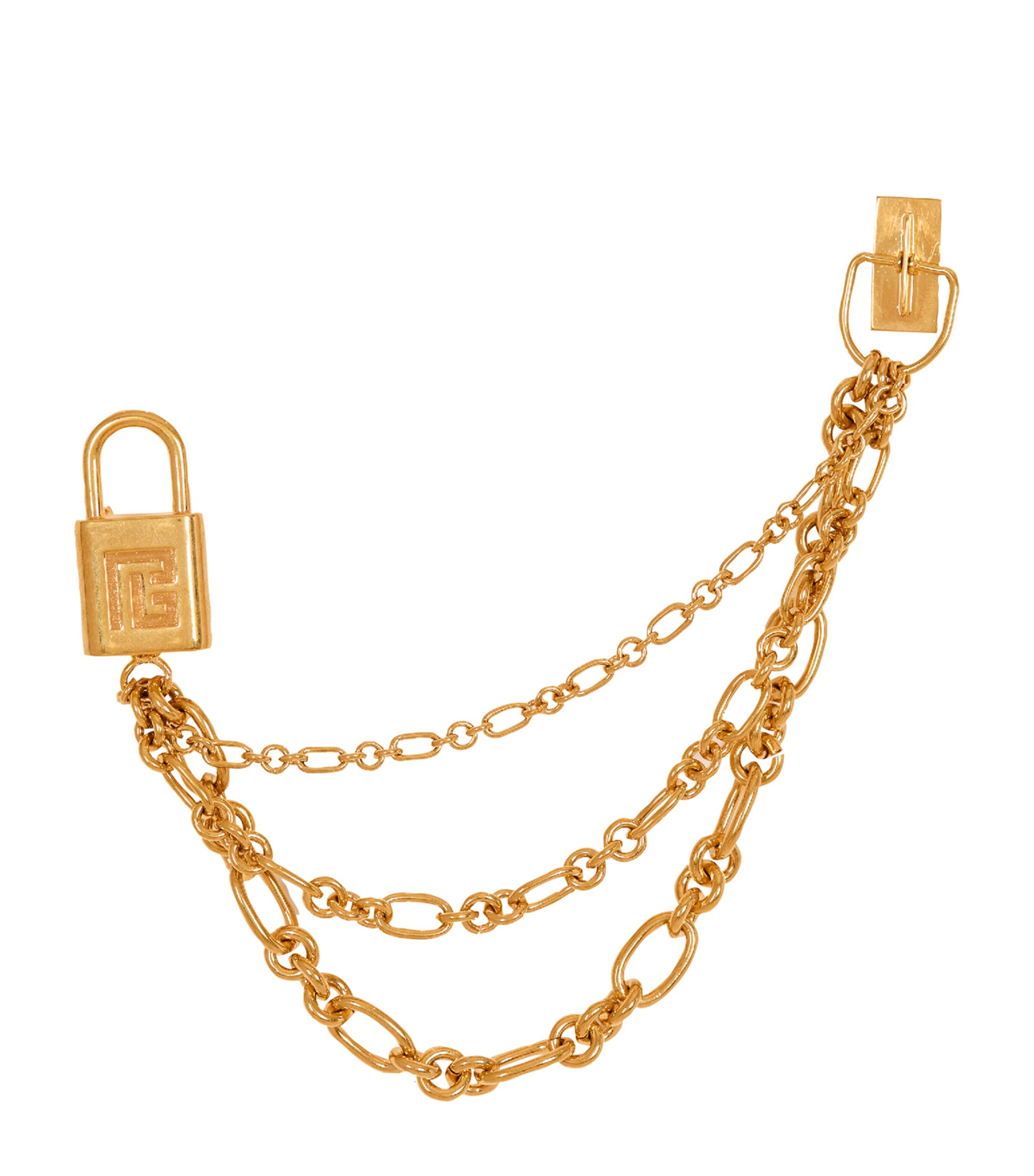 Balmain Sync Brass Brooch With Chains In Gold