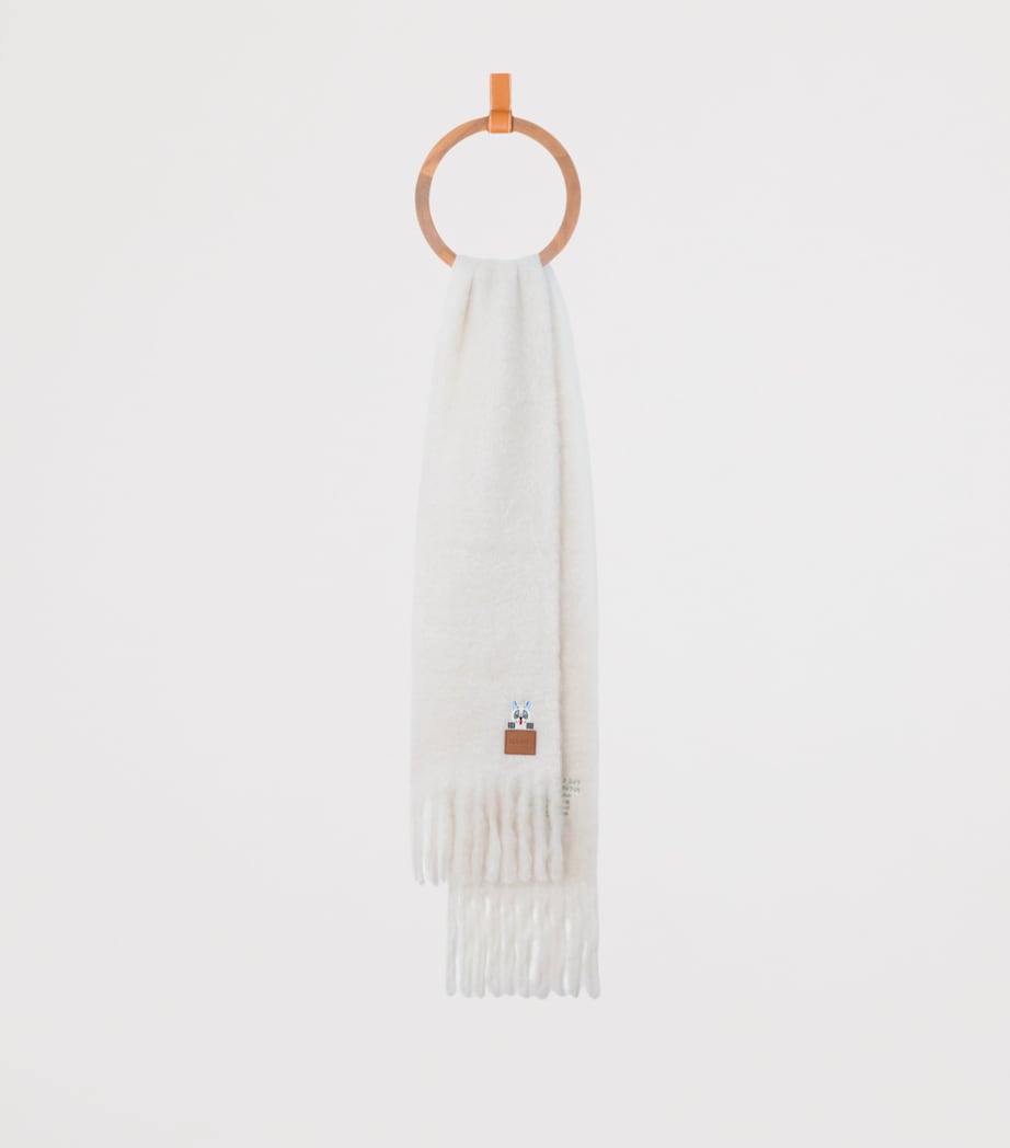 x Louis Wain Mohair-Wool Futurist Cats Scarf WHITE Image 3