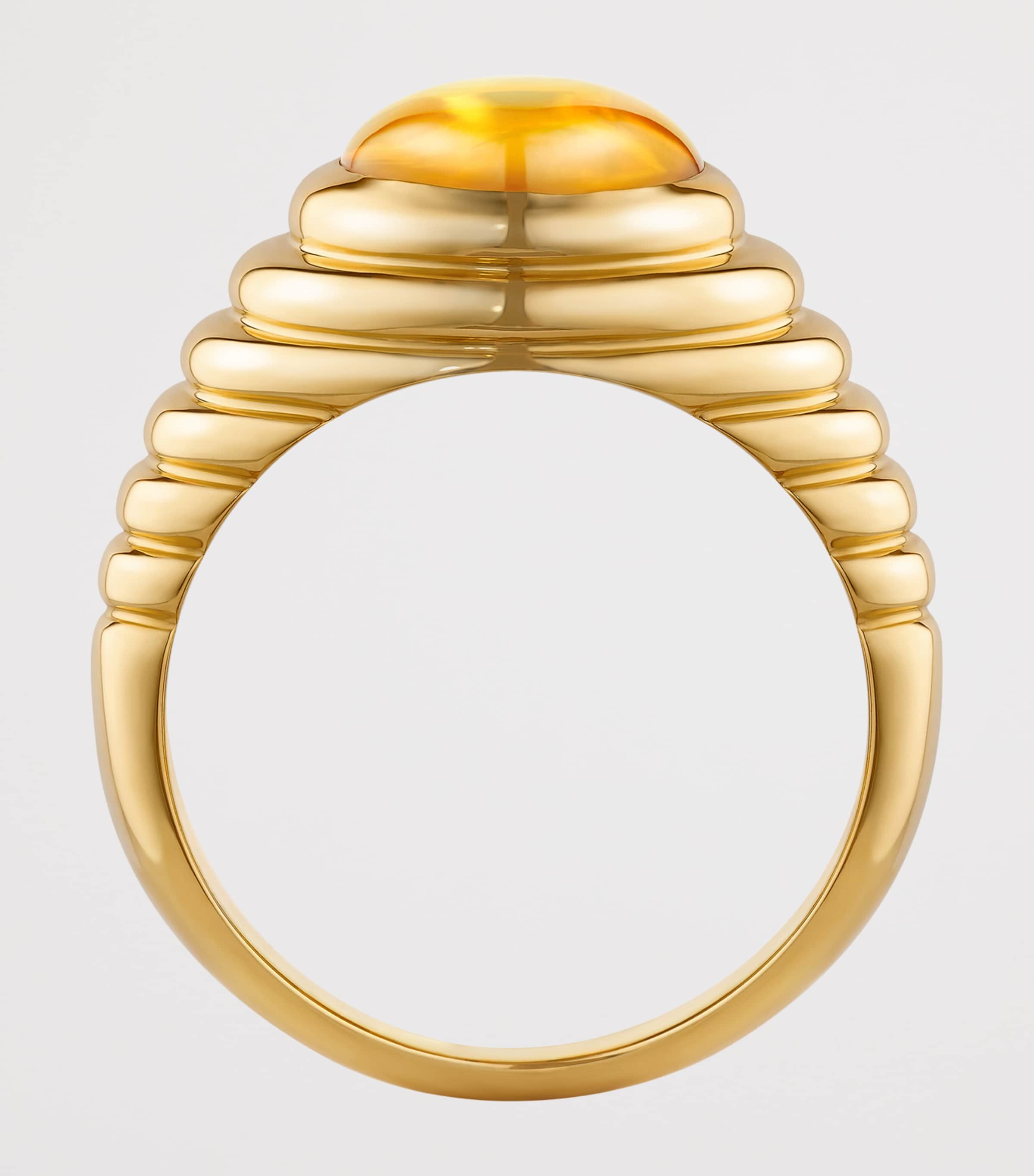Bvlgari Yellow Gold Topaz and Quartz Doppio Baccellato Ring