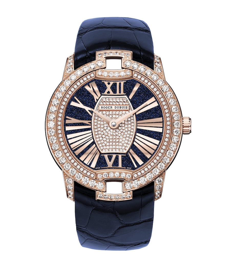 Rose Gold and Diamond Velvet Watch 36mm BLUE Image 1
