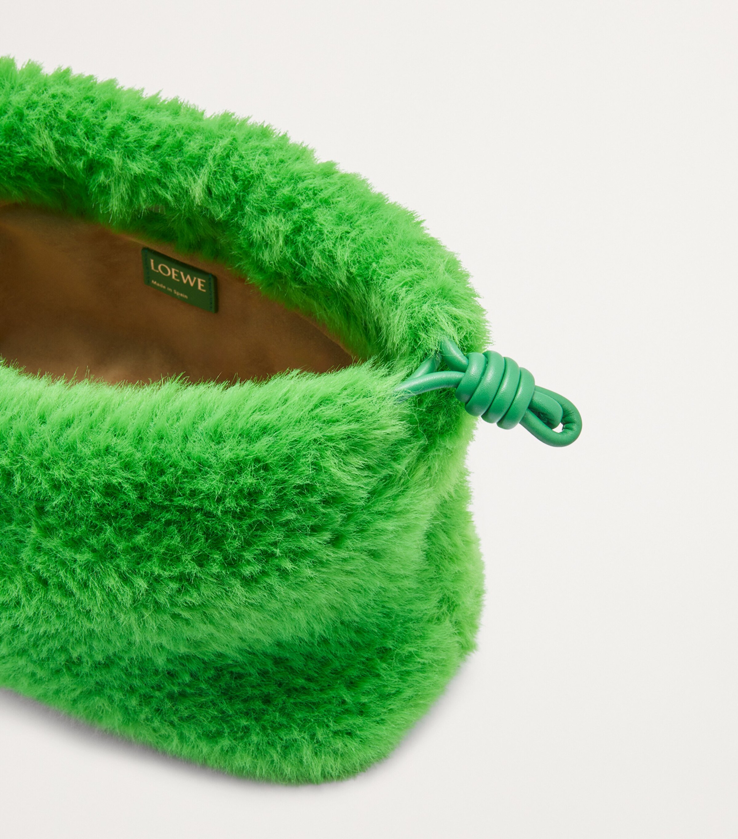 LOEWE Green Medium Brushed Knit Flamenco Purse | Harrods UK