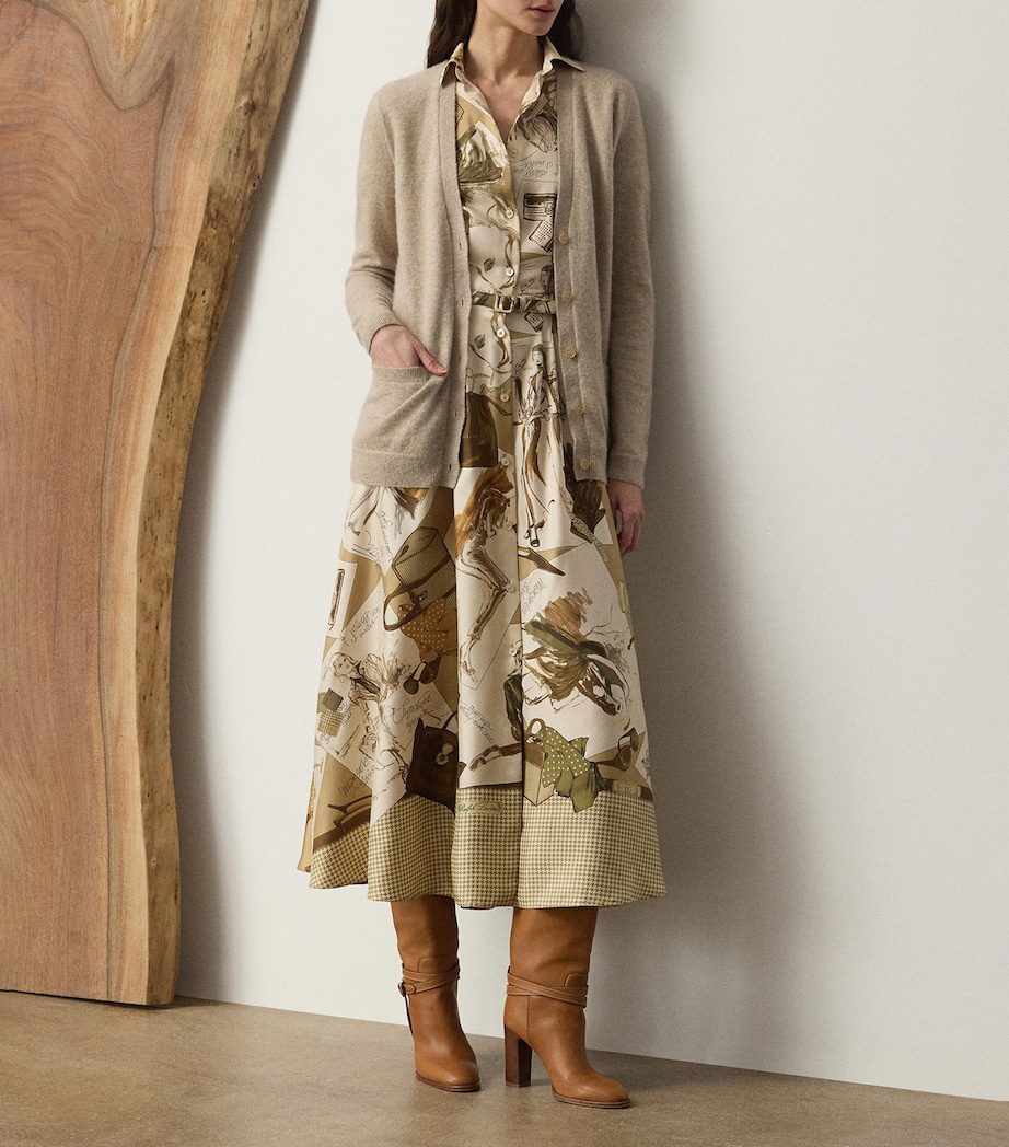 Cashmere-Blend V-Neck Cardigan TAN MULTI Image 5