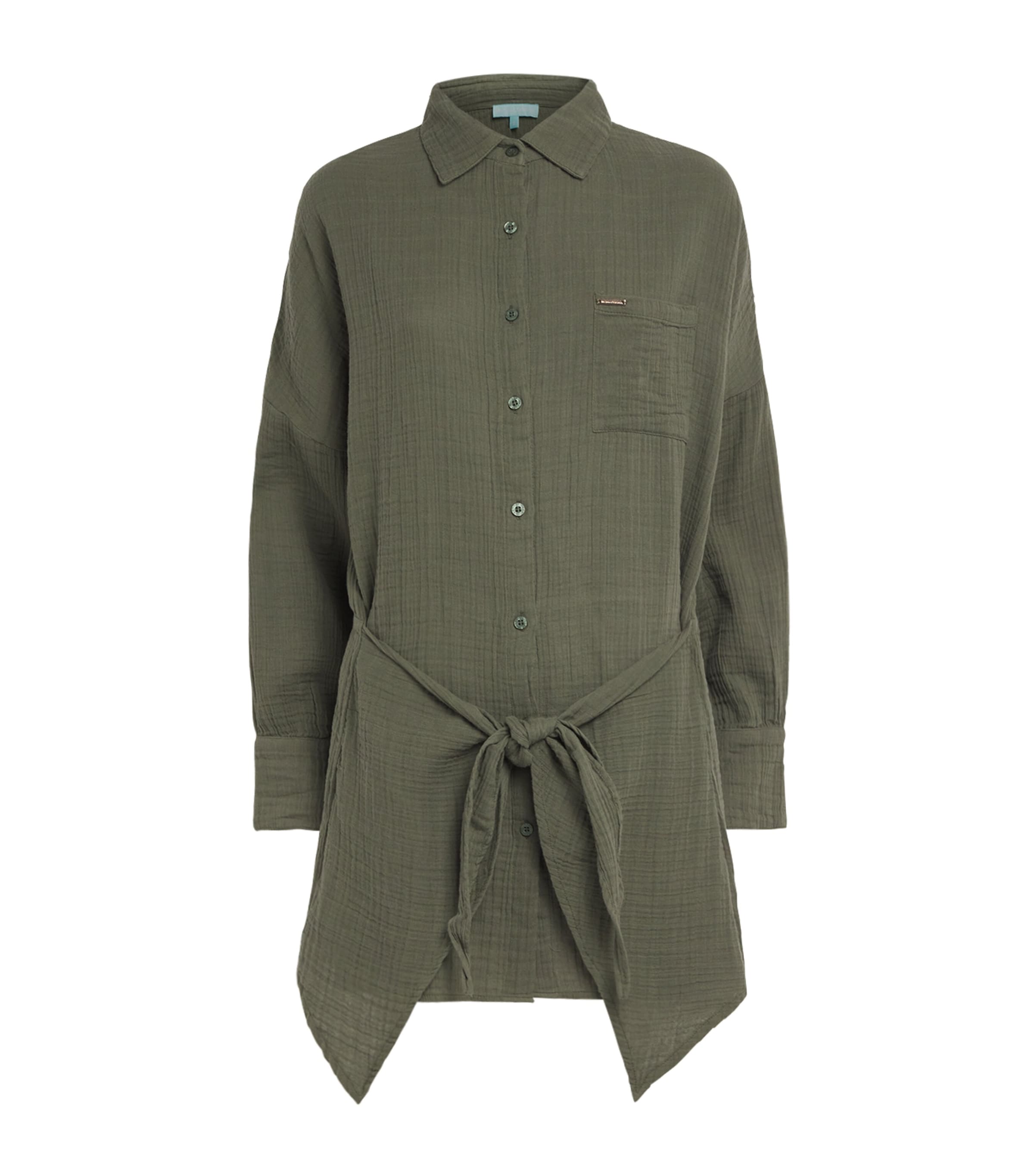 Cotton Sara Mini Shirt Dress OLIVE10 Image 1