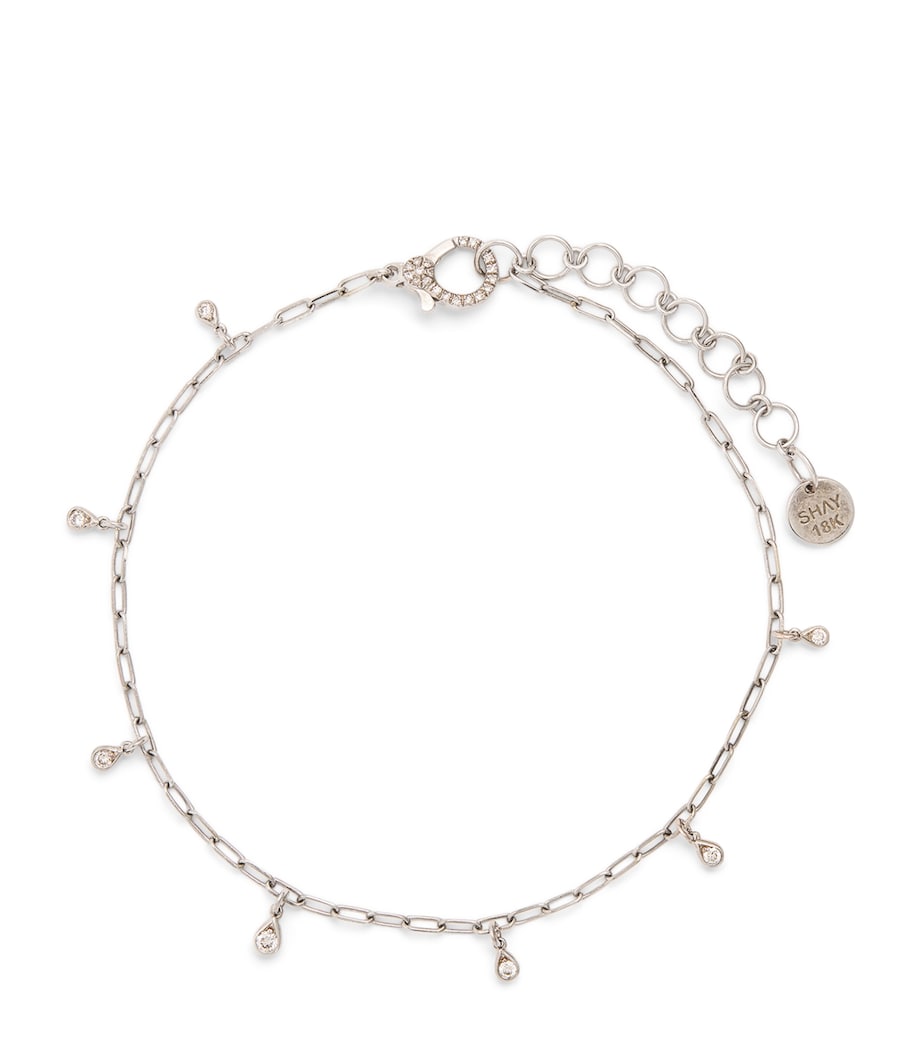 White Gold and Diamond Boho Anklet WHITE GOLD Image 1