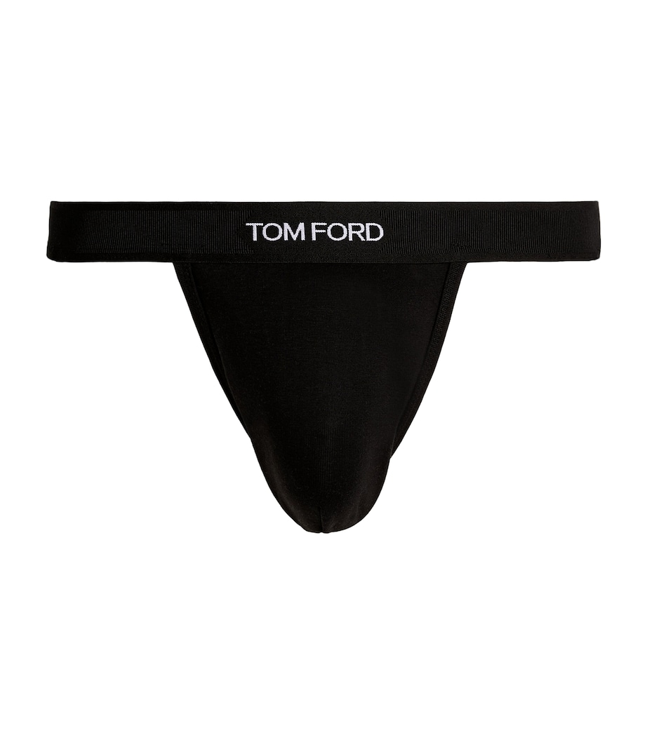 TOM FORD Mens Logo Jock Strap Black Image 1