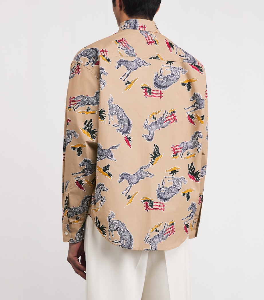 Cotton Horse Print Shirt 280 CAMEL Image 4