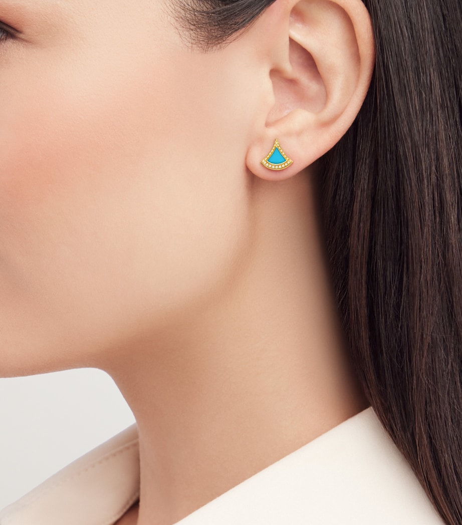 Bvlgari Yellow Gold, Diamond and Turquoise Divas’ Dream Earrings Yellow Gold Image 4