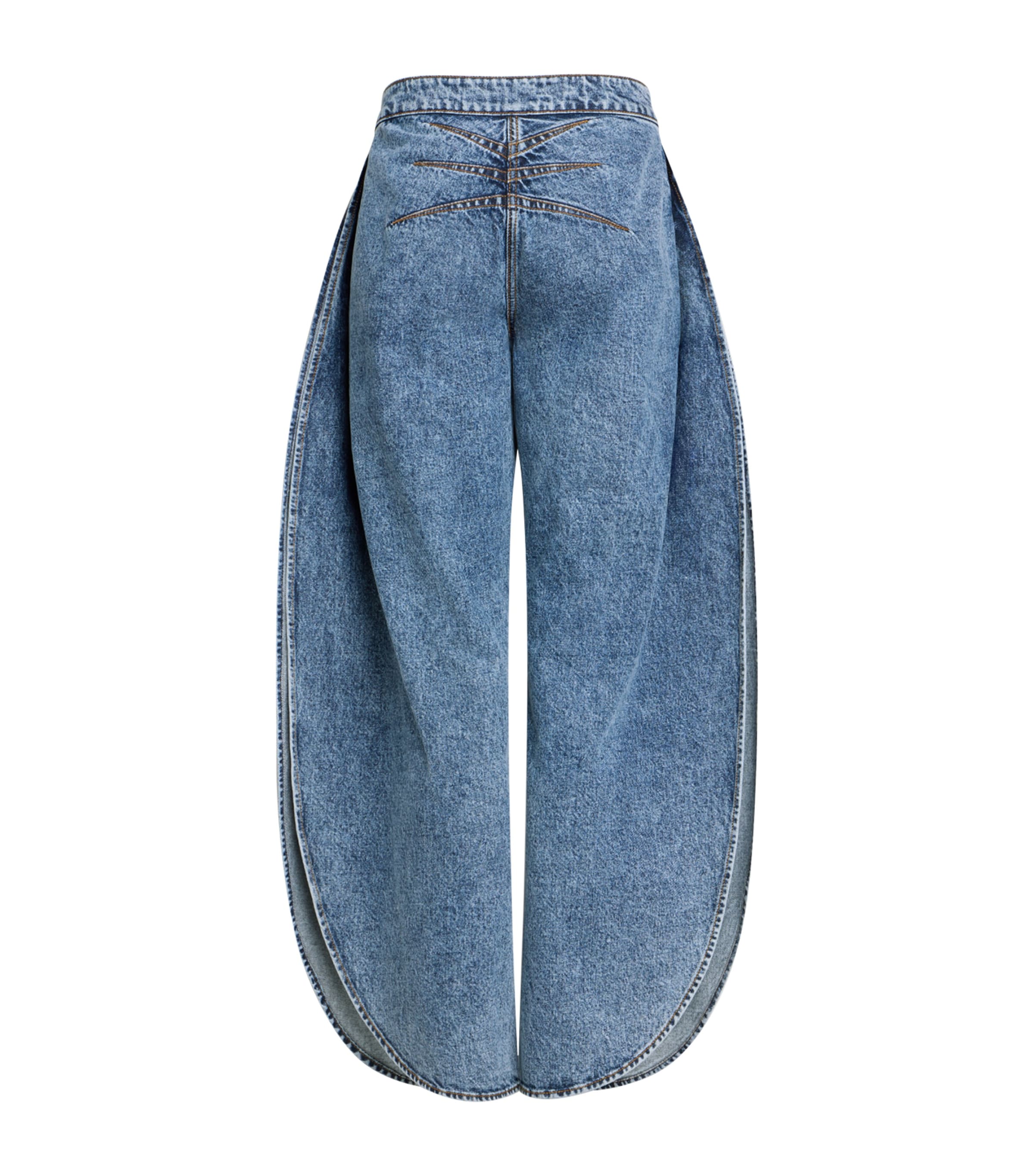 Alaïa Womens Side-Split Petal Round Jeans Bleu Neige Image 2