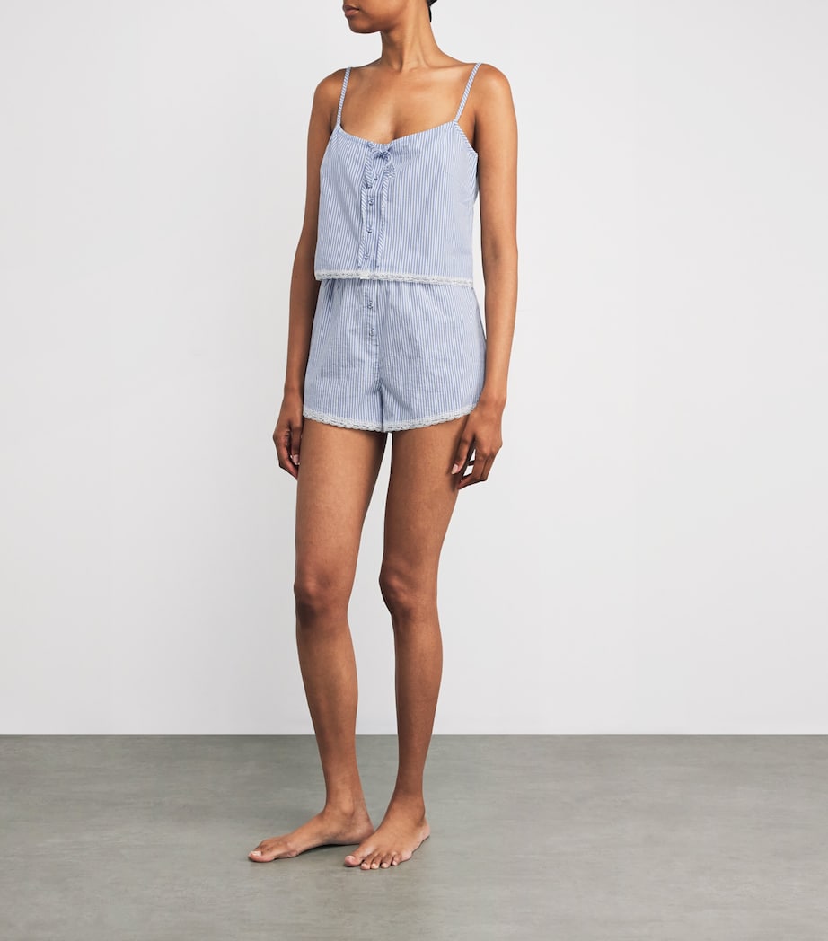 Cotton Poplin Sleep Shorts CADET STRIPE Image 2