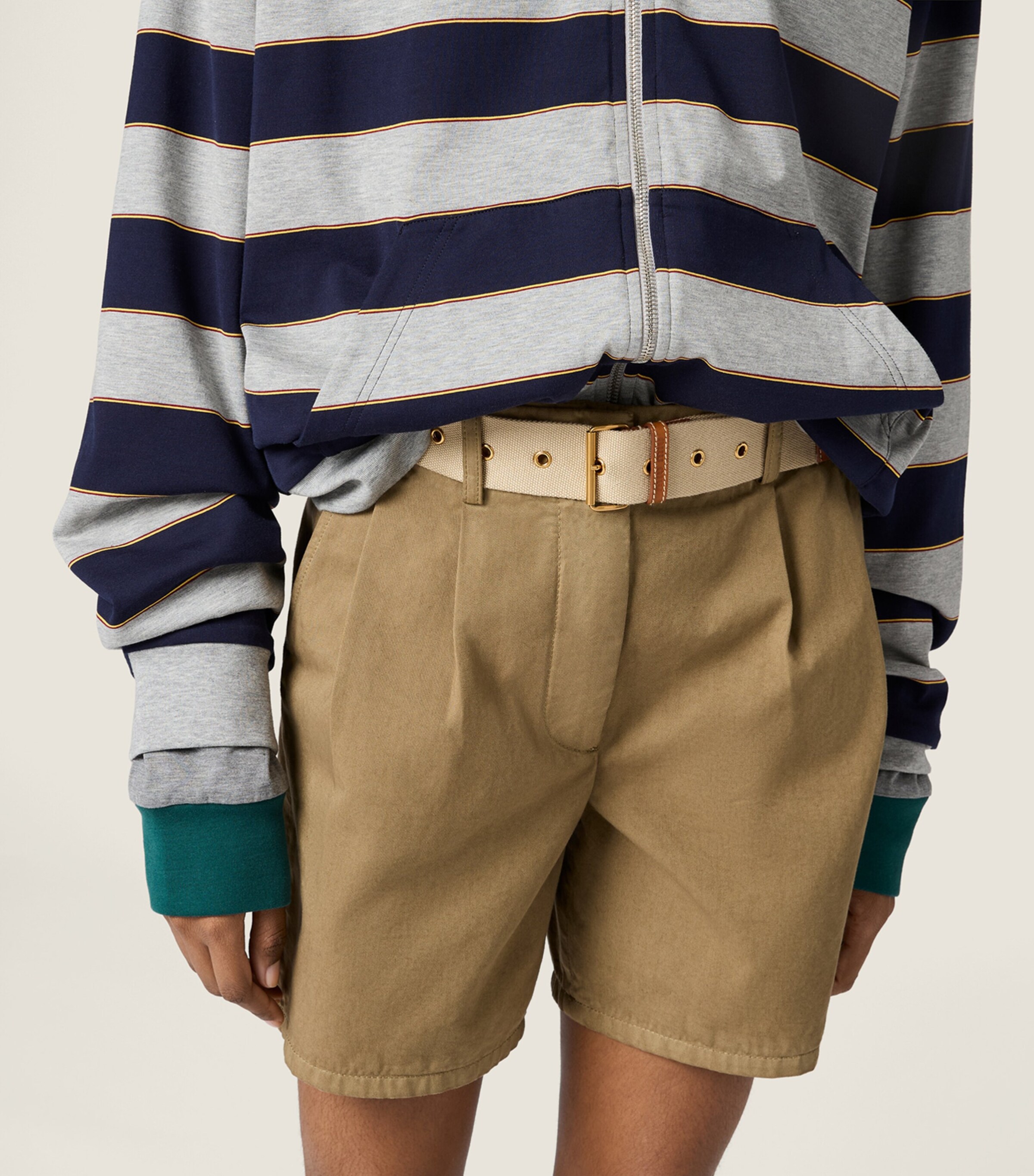 Miu Miu Womens Cotton Gabardine Bermuda Shorts Neutral Image 4