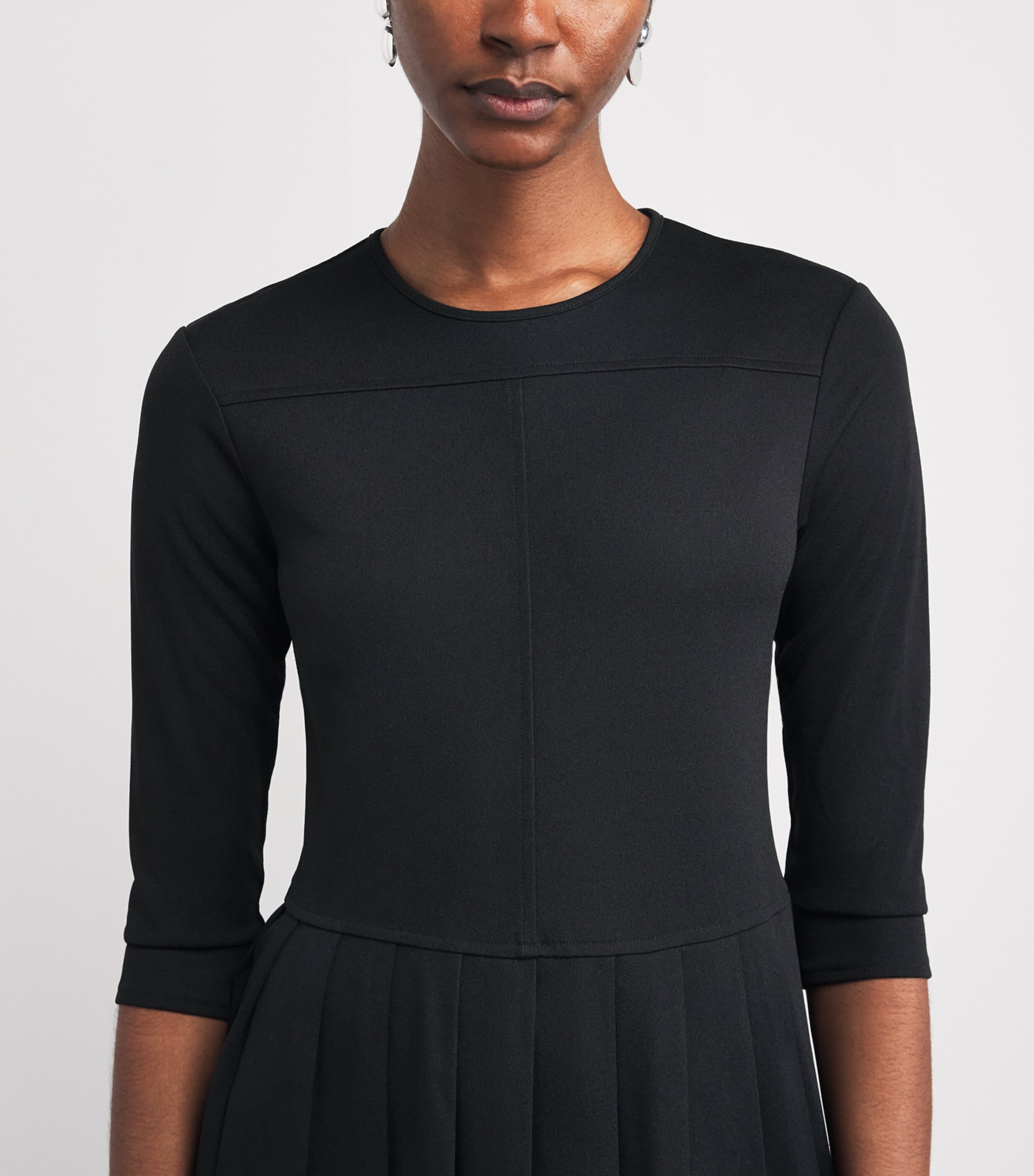 Woven Pleated Midi Dress BLACK - 001 Image 4