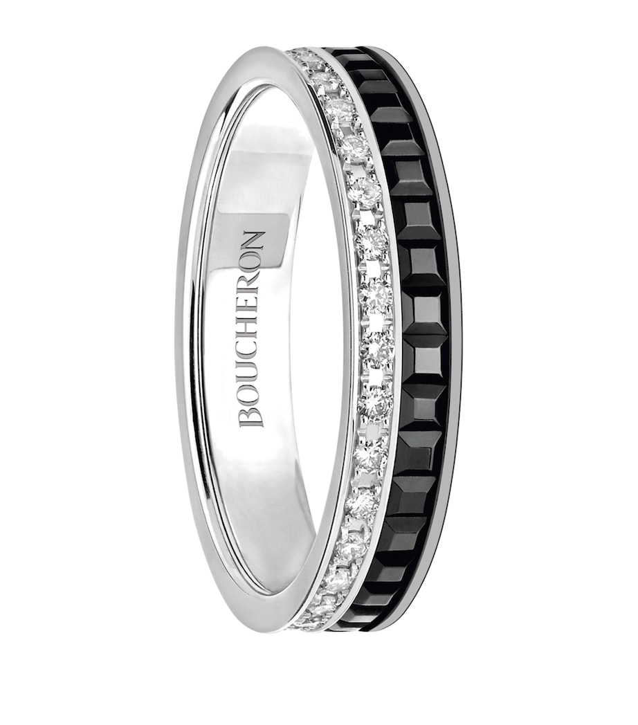 White Gold and Diamond Quatre Black Edition Wedding Band Image 1