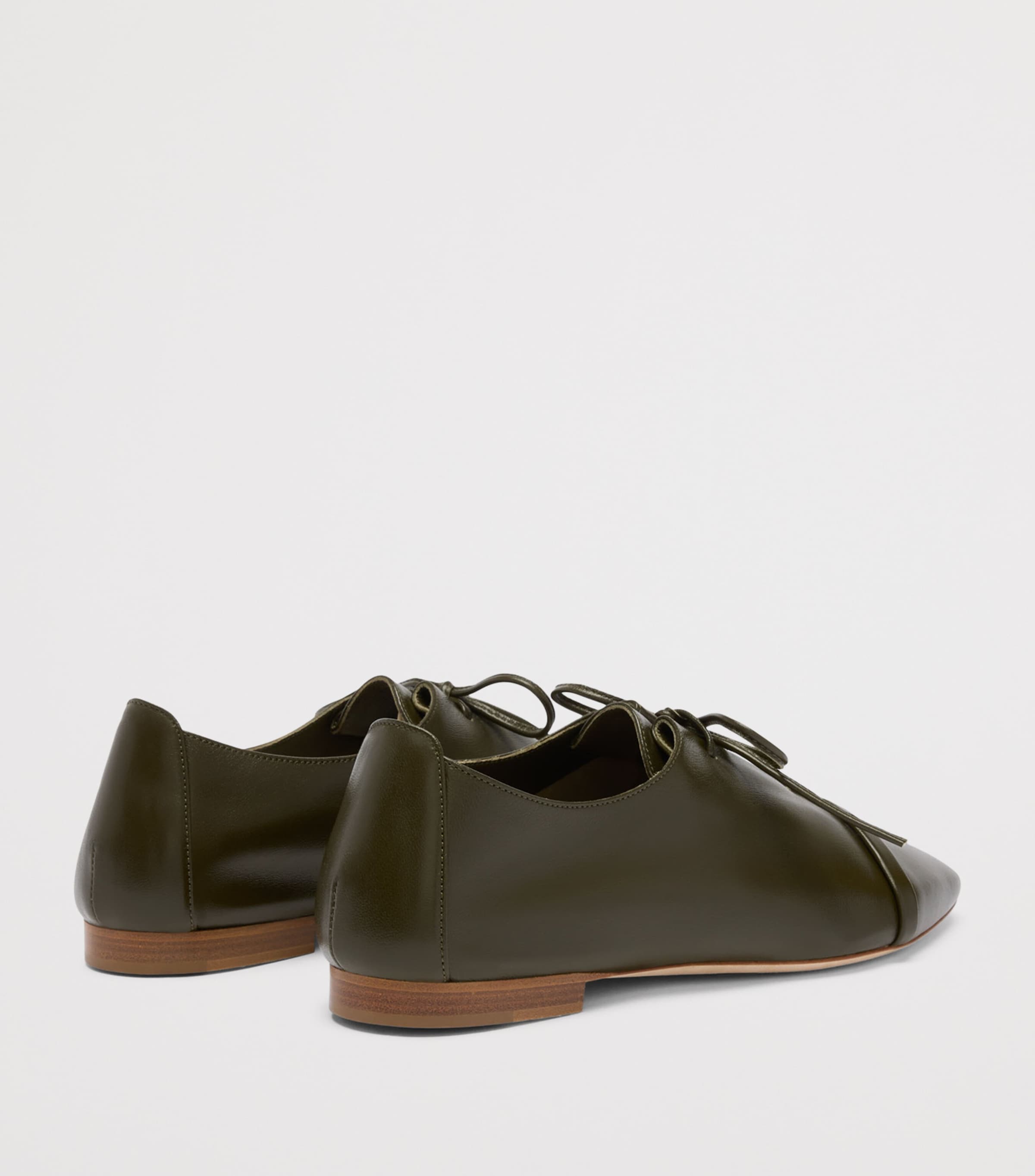 Malone Souliers Nappa Leather Lace-Up Jean Flats Olive Image 4